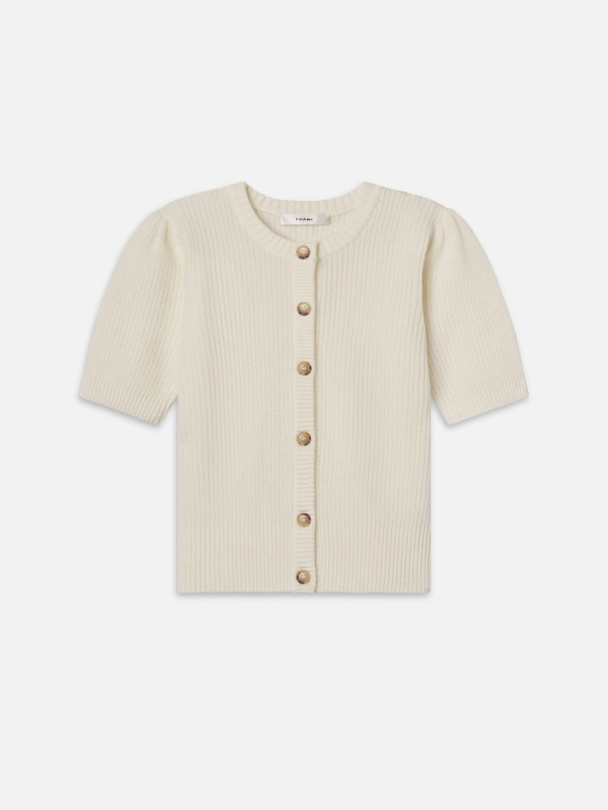 Shrunken Short Sleeve Cardi -- Cream sold by Frame Denim