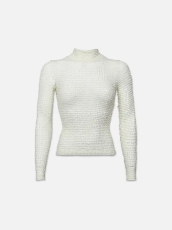Mesh Lace Turtleneck -- Off White sold by Frame Denim