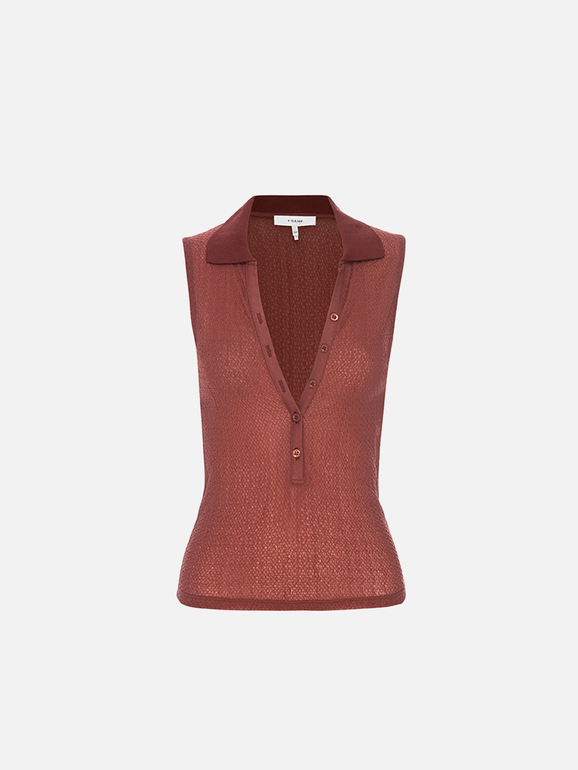 Mesh Lace Sleeveless Polo -- Deep Rust sold by Frame Denim