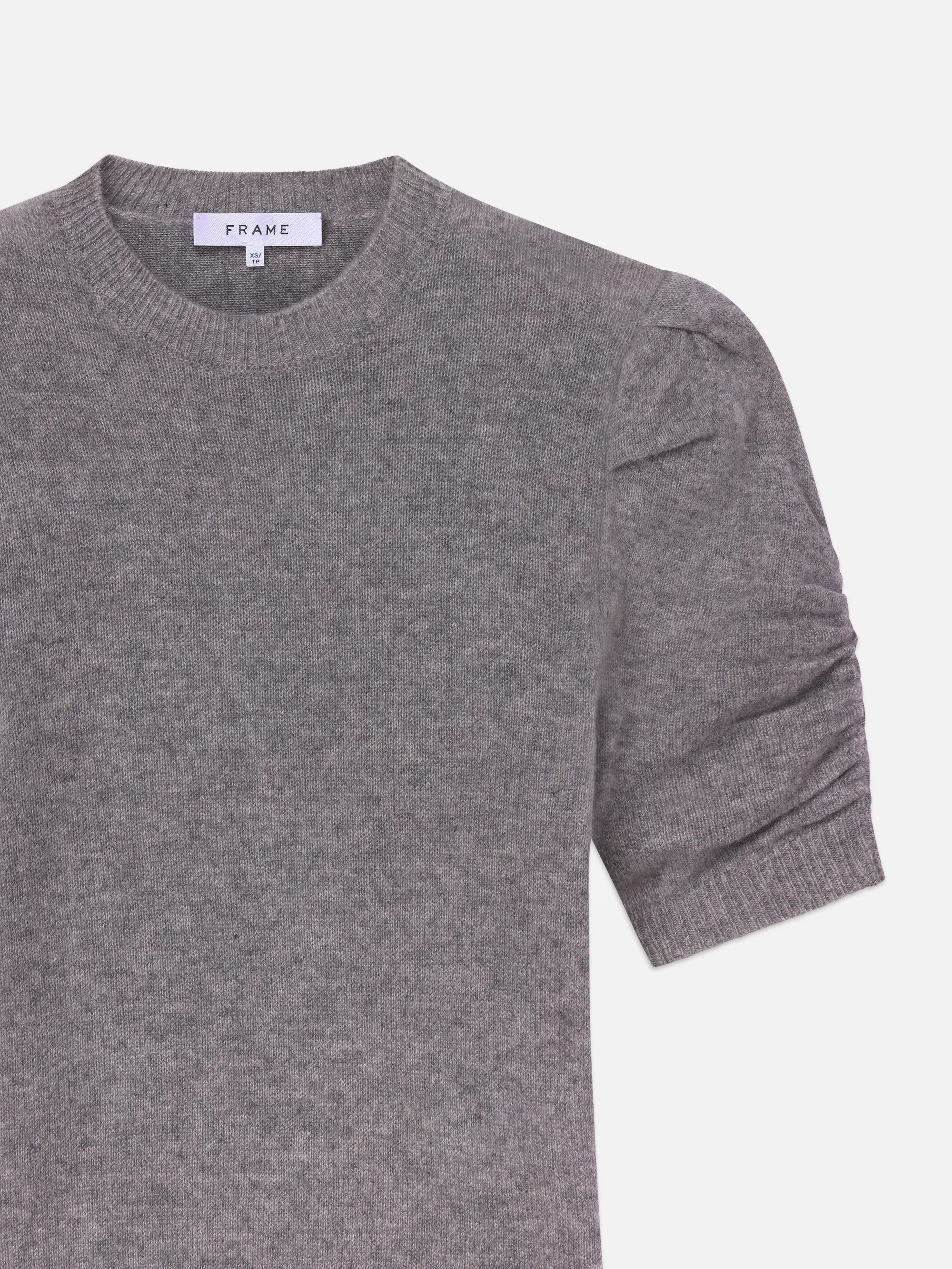 Ruched Sleeve Cashmere Sweater -- Dark Gris Heather sold by Frame Denim product image thumbnail 2