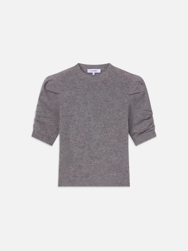 Ruched Sleeve Cashmere Sweater -- Dark Gris Heather sold by Frame Denim