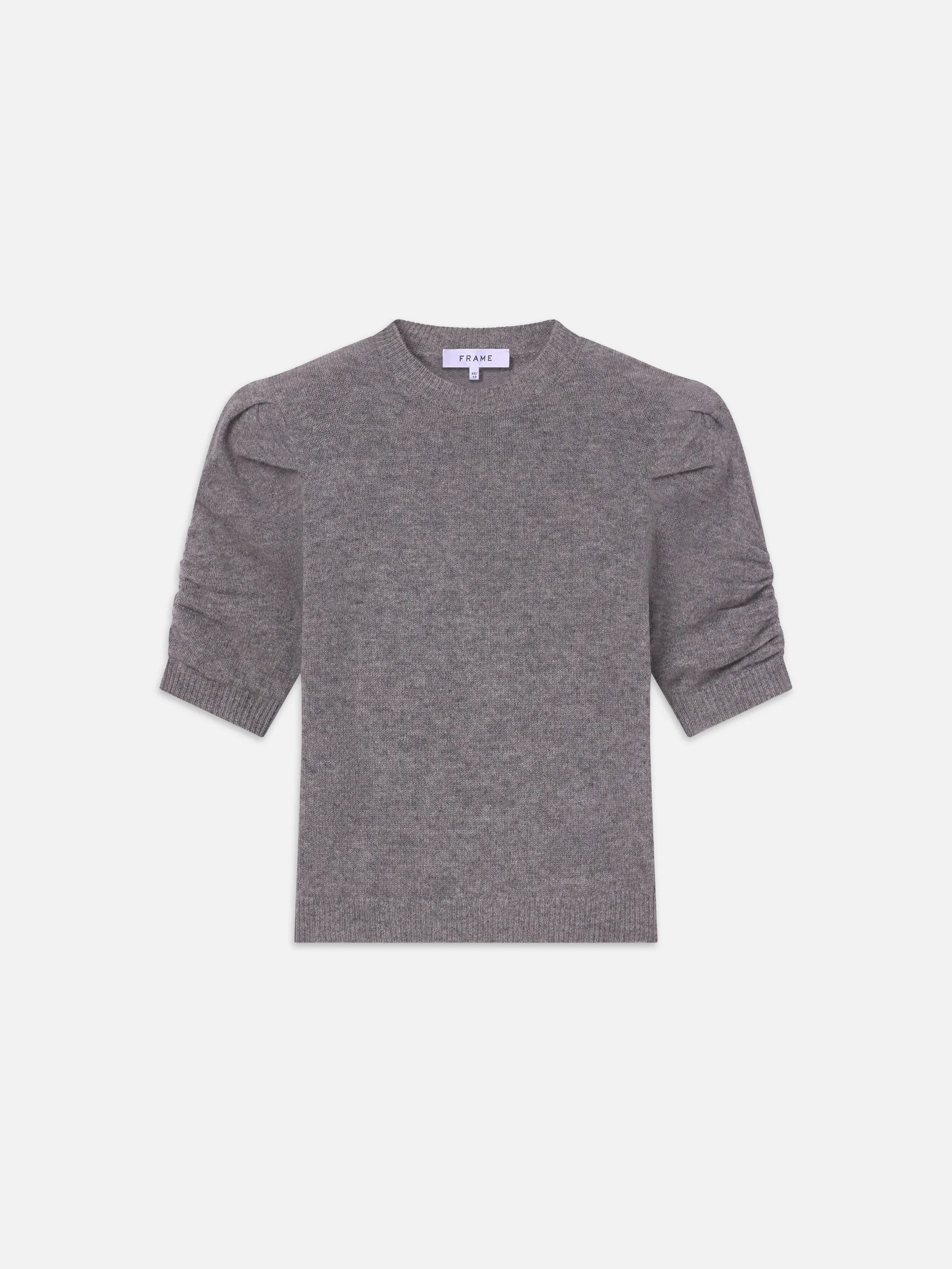 Ruched Sleeve Cashmere Sweater -- Dark Gris Heather sold by Frame Denim