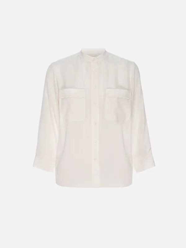 Scallop Trim Shirt -- Cream sold by Frame Denim