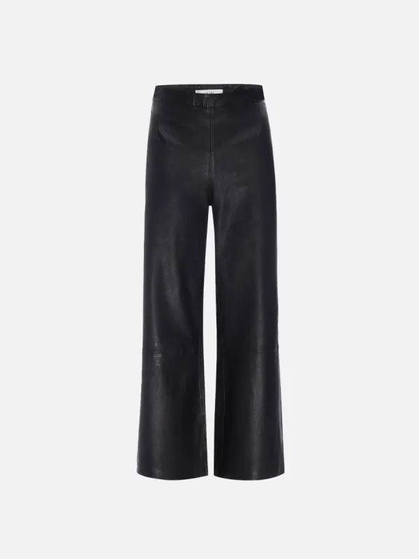 Cropped Leather Wide Leg -- Black sold by Frame Denim