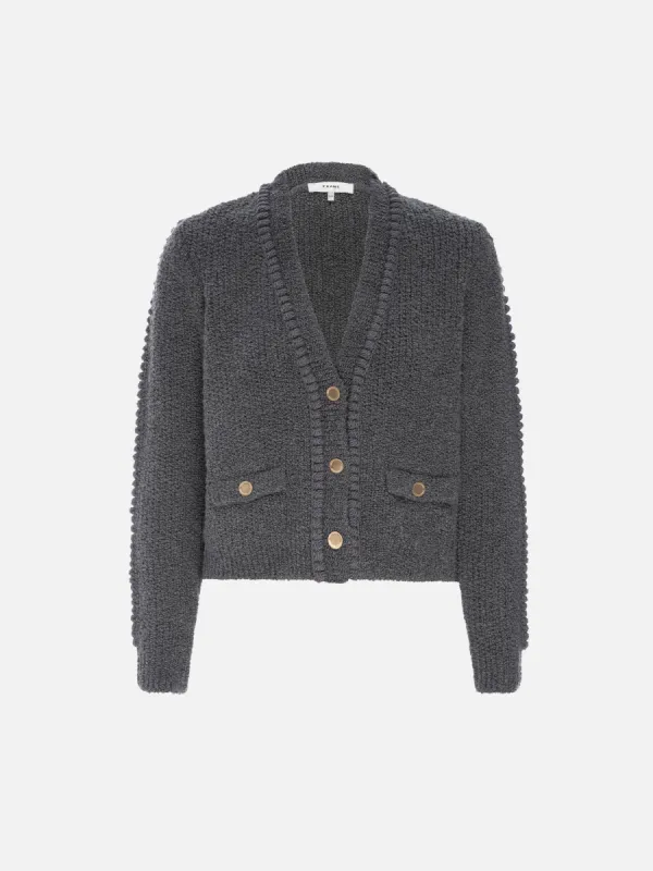 Double Pocket Cropped Cardi -- Pewter sold by Frame Denim