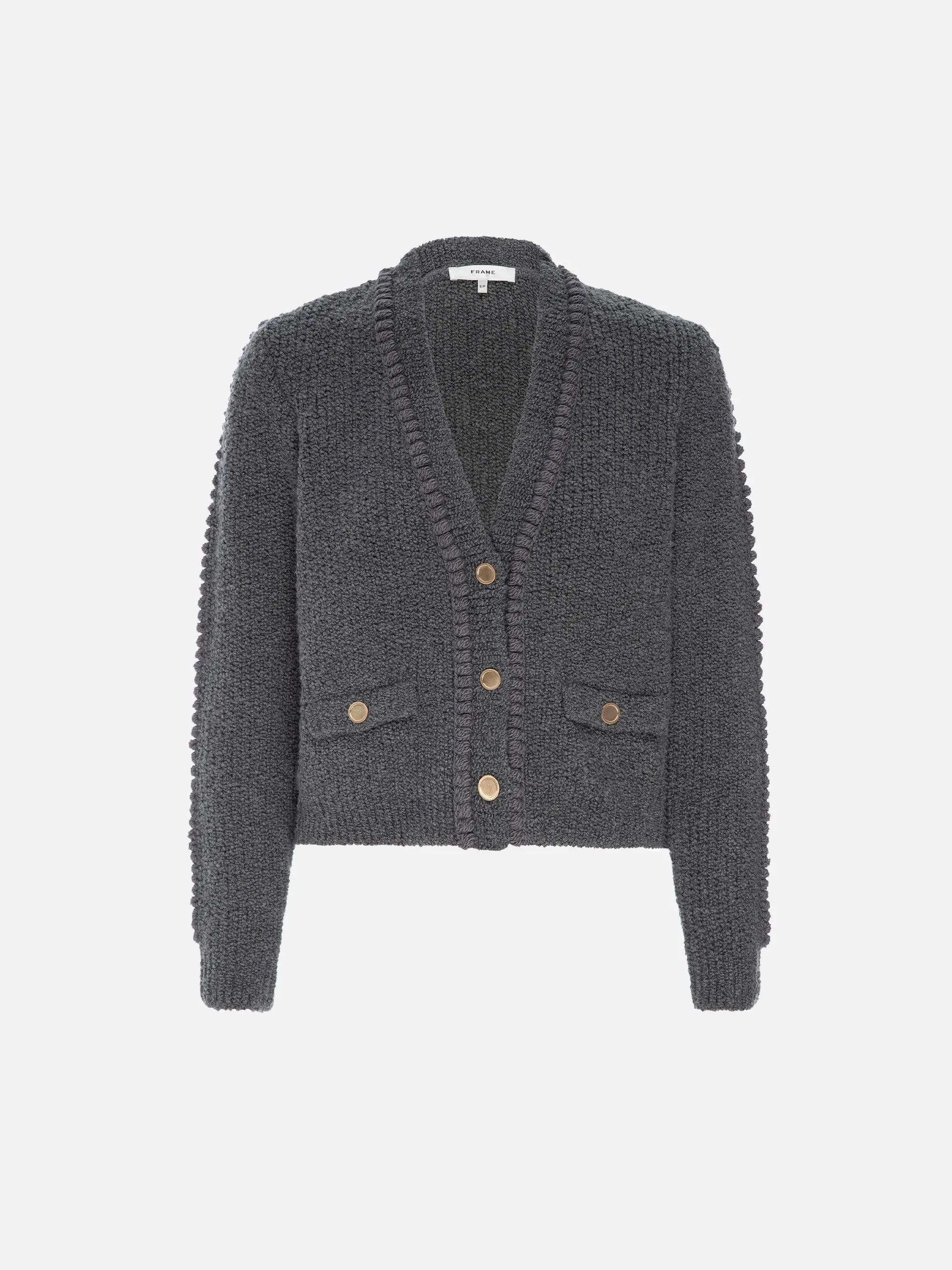 Double Pocket Cropped Cardi -- Pewter sold by Frame Denim