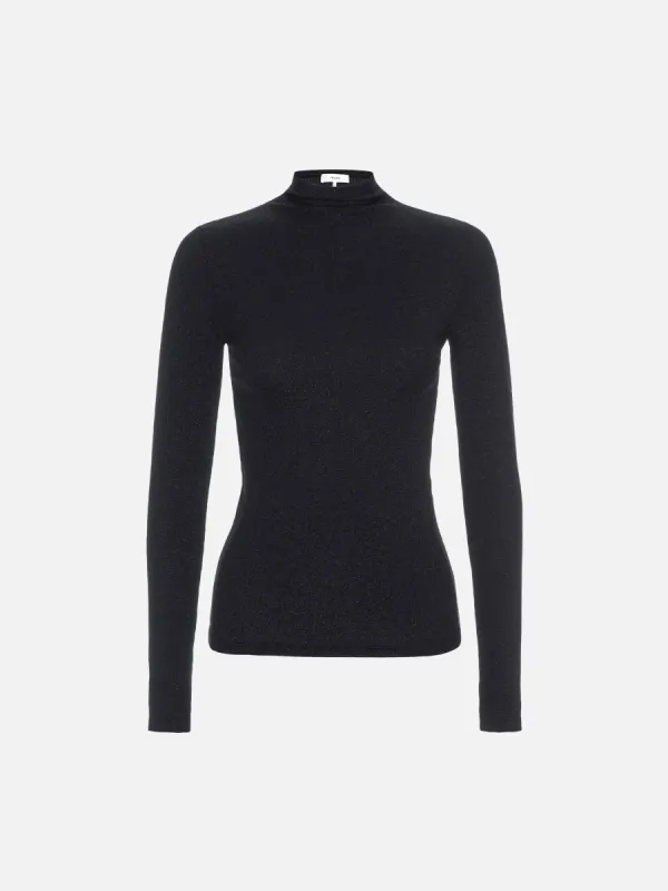 Lurex Turtleneck Top -- Black sold by Frame Denim