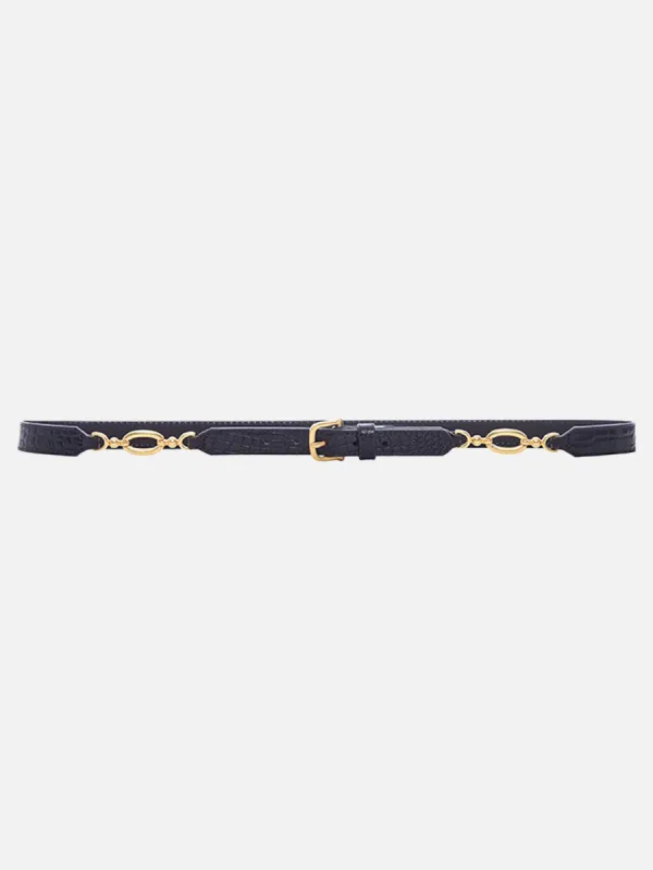 Jewelry Detail Waist Belt -- Espresso Croc sold by Frame Denim