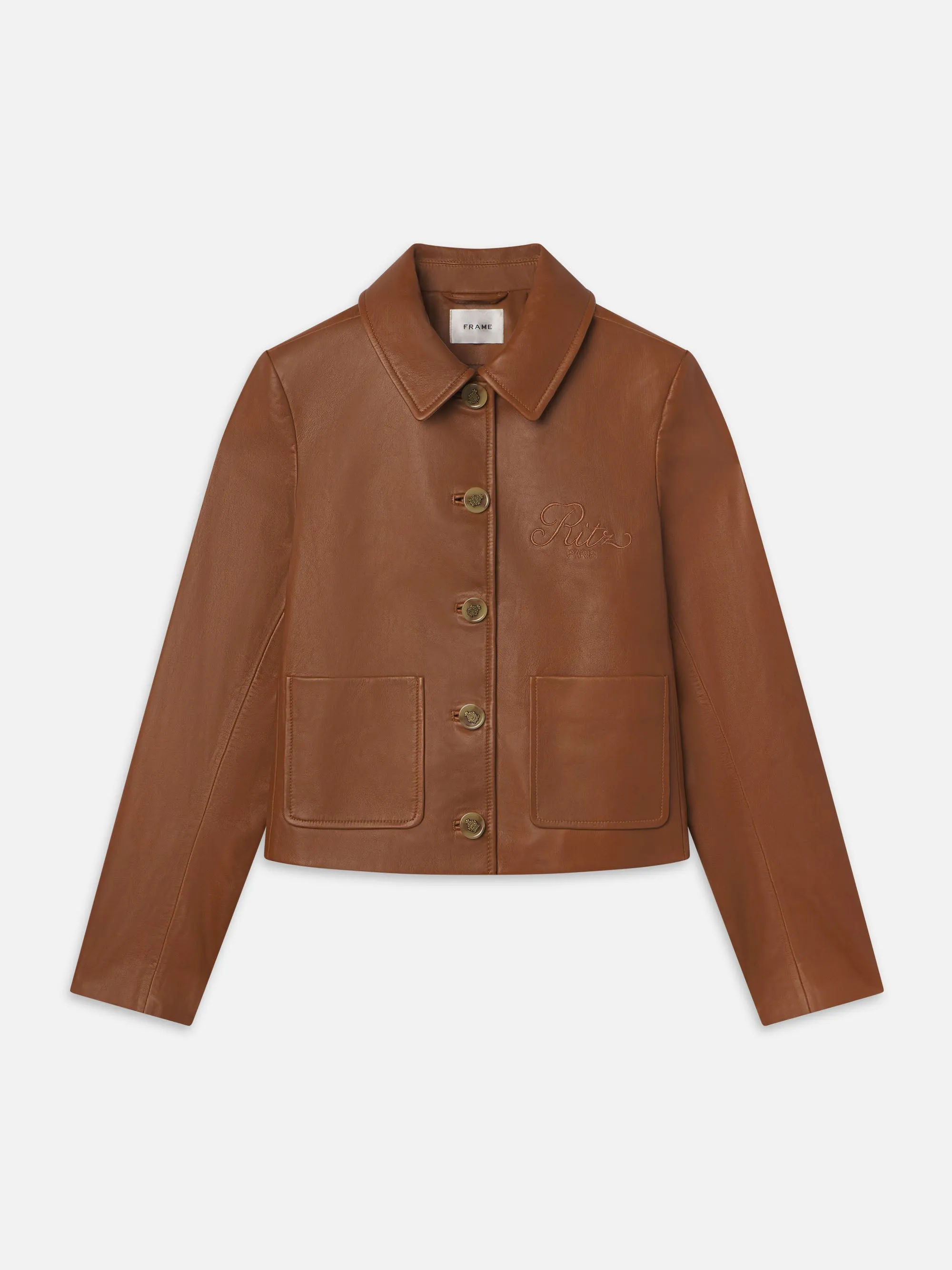 Ritz Femme Leather Jacket -- Camel sold by Frame Denim