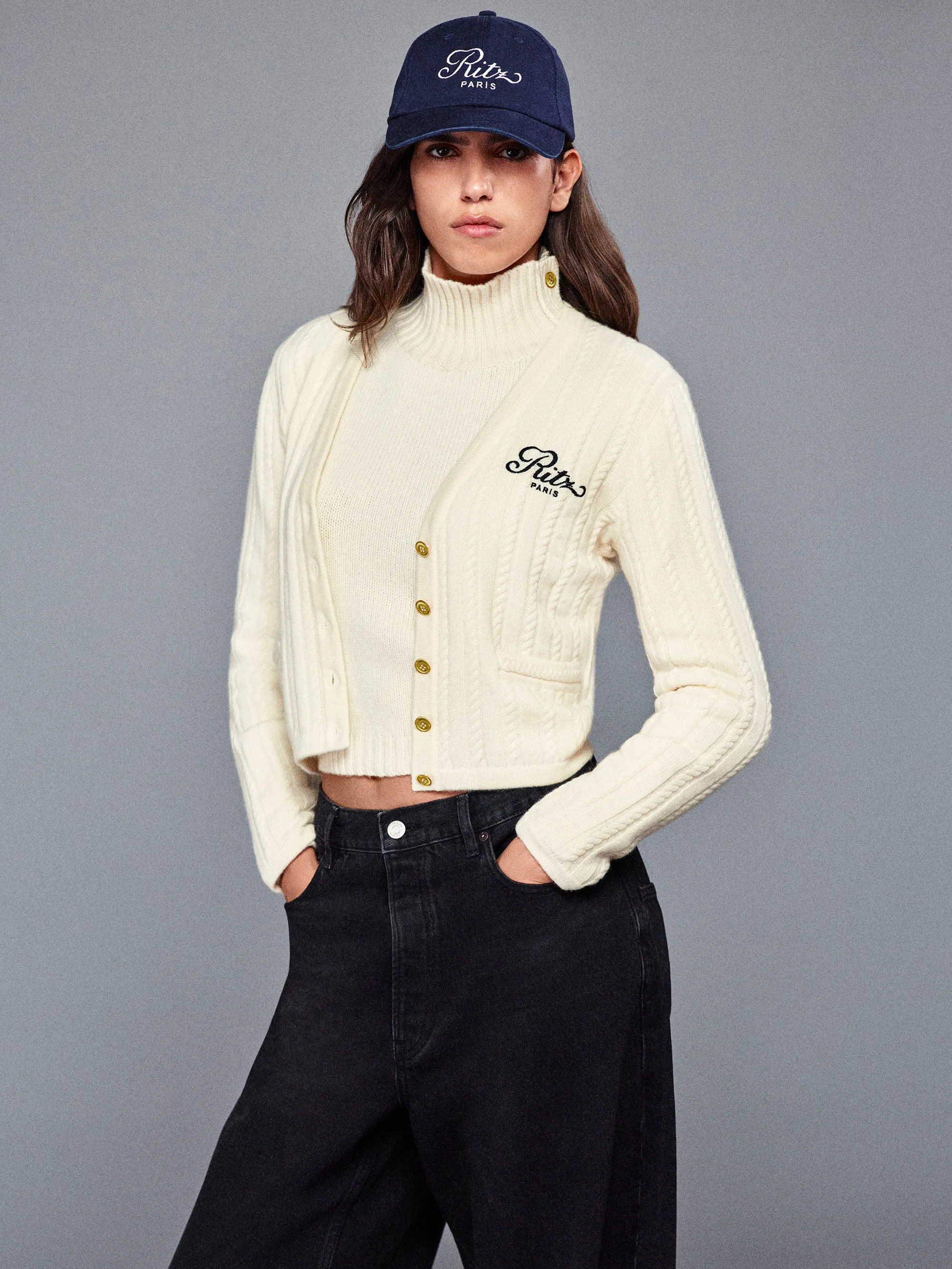 Ritz Cable Cardigan -- Cream sold by Frame Denim product image thumbnail 2