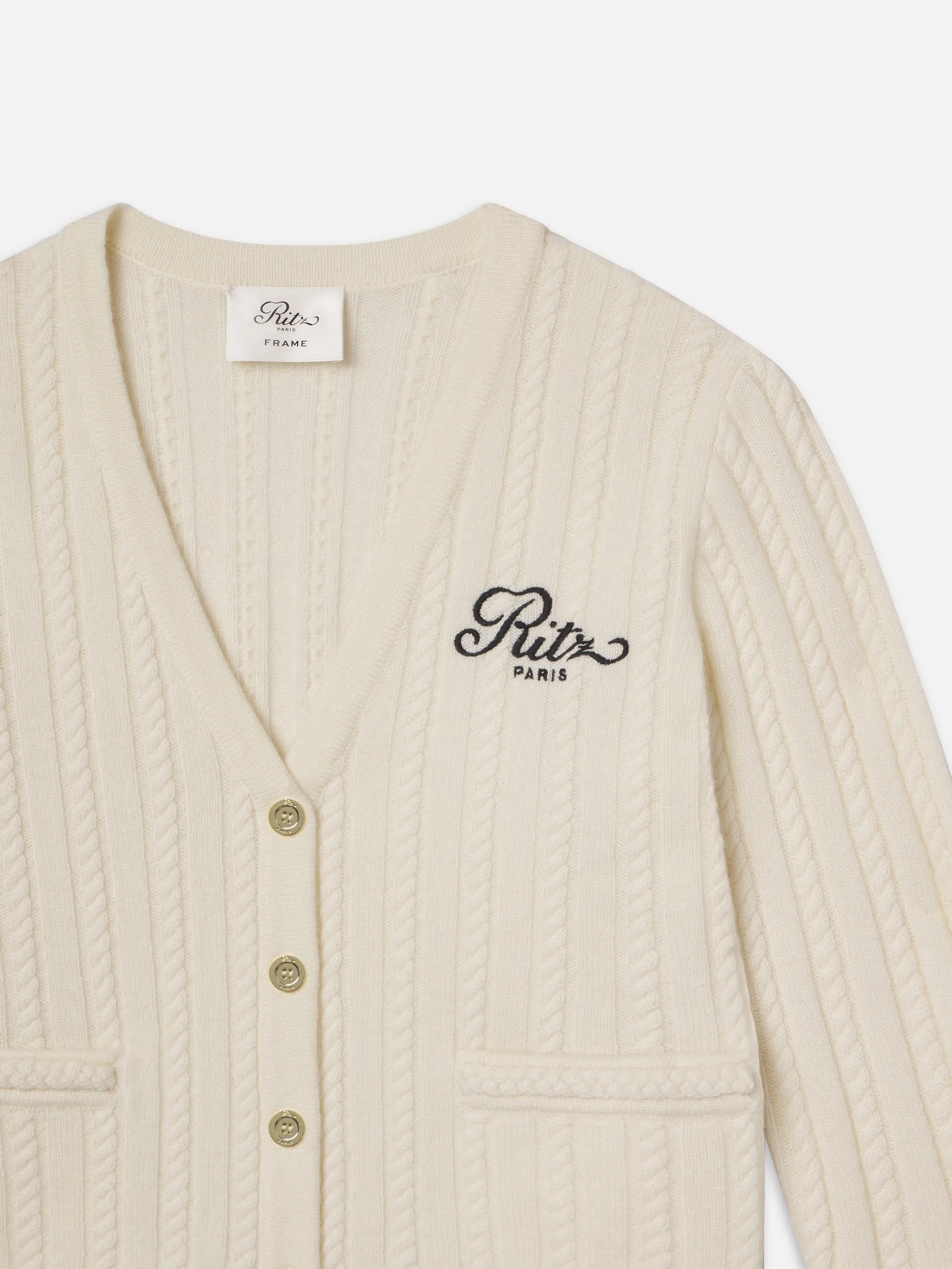 Ritz Cable Cardigan -- Cream sold by Frame Denim product image thumbnail 4