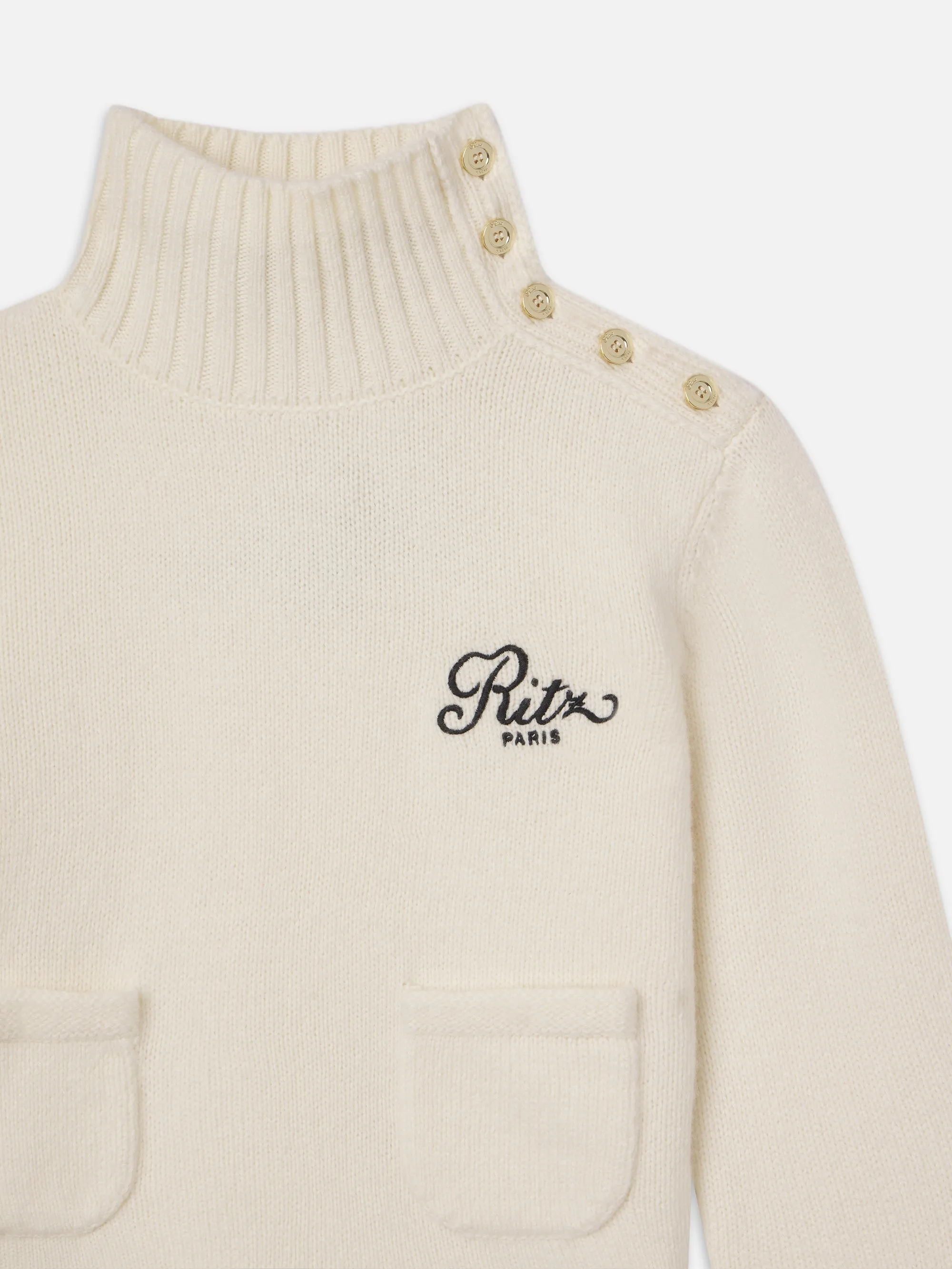 Ritz Button Detail Sweater -- Cream sold by Frame Denim product image thumbnail 3