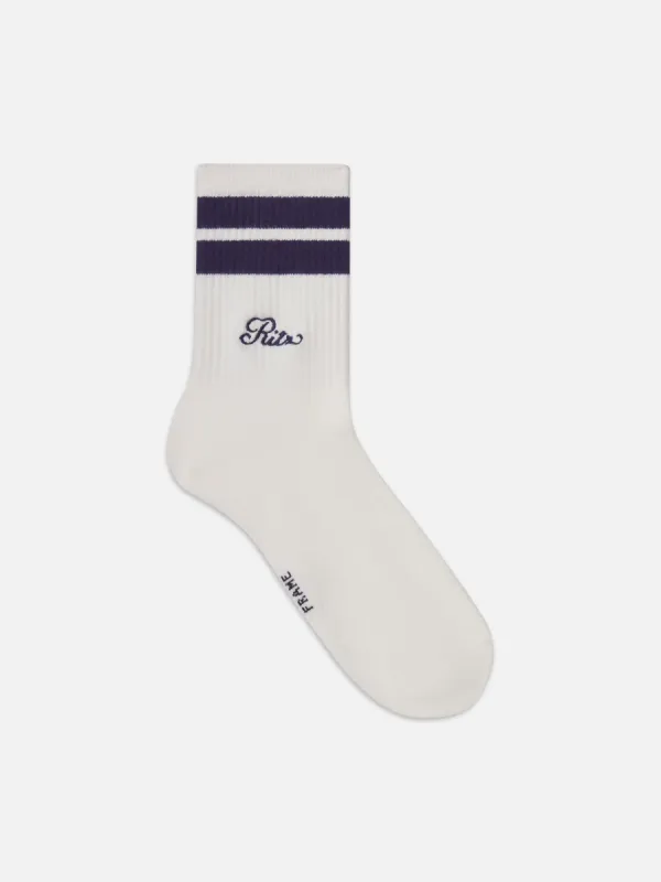 Ritz Striped Athletic Sock -- White made by Frame Denim