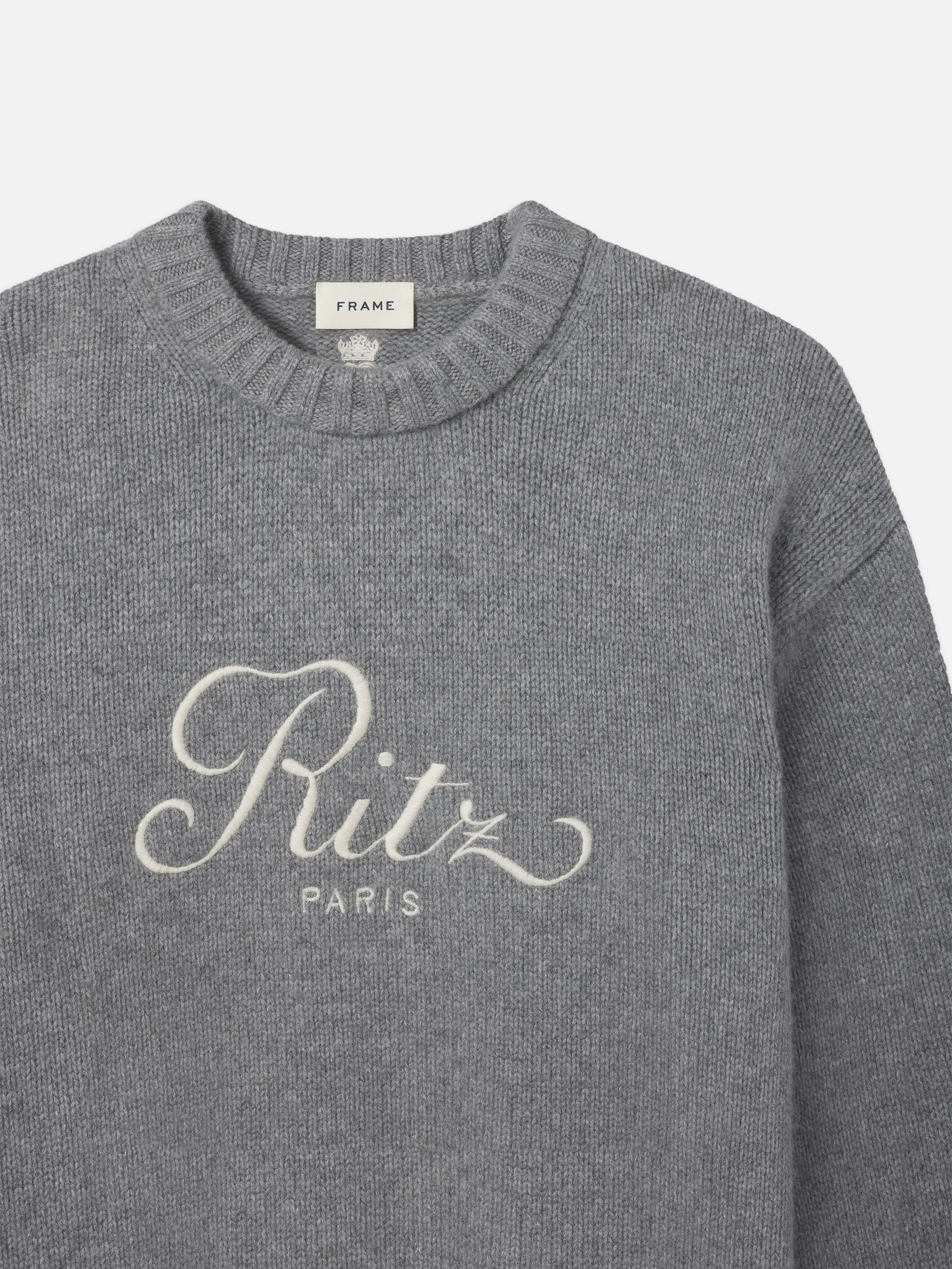 Ritz Unisex Cashmere Sweater -- Grey Melange sold by Frame Denim product image thumbnail 3