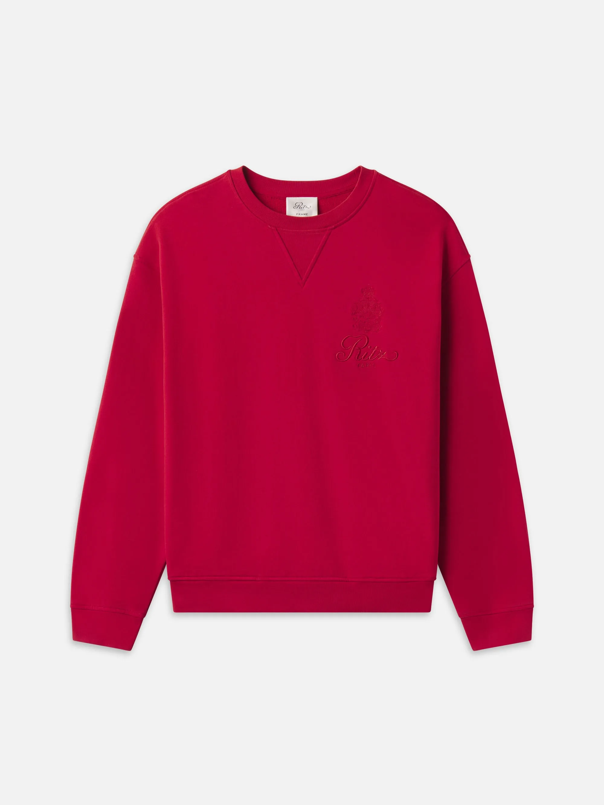 Ritz Unisex Tonal Logo Crewneck -- Red sold by Frame Denim