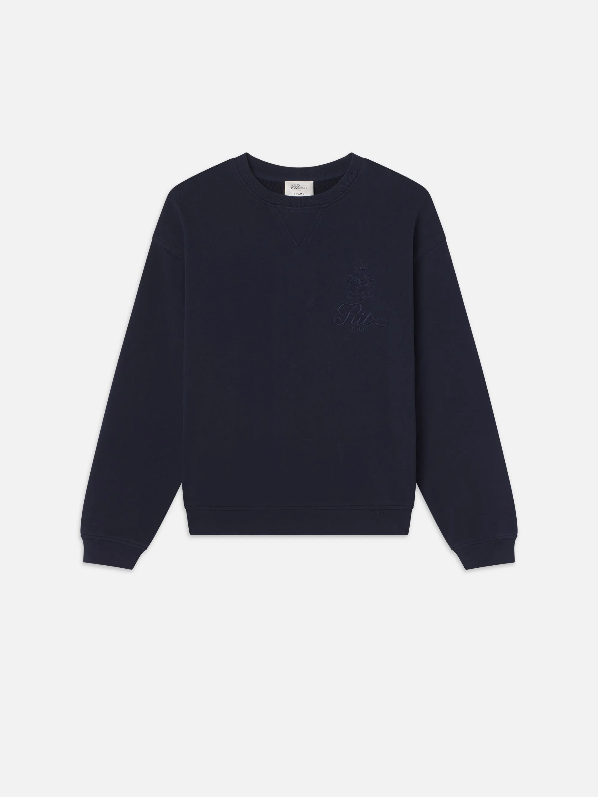 Ritz Unisex Tonal Logo Crewneck -- Dark Navy sold by Frame Denim
