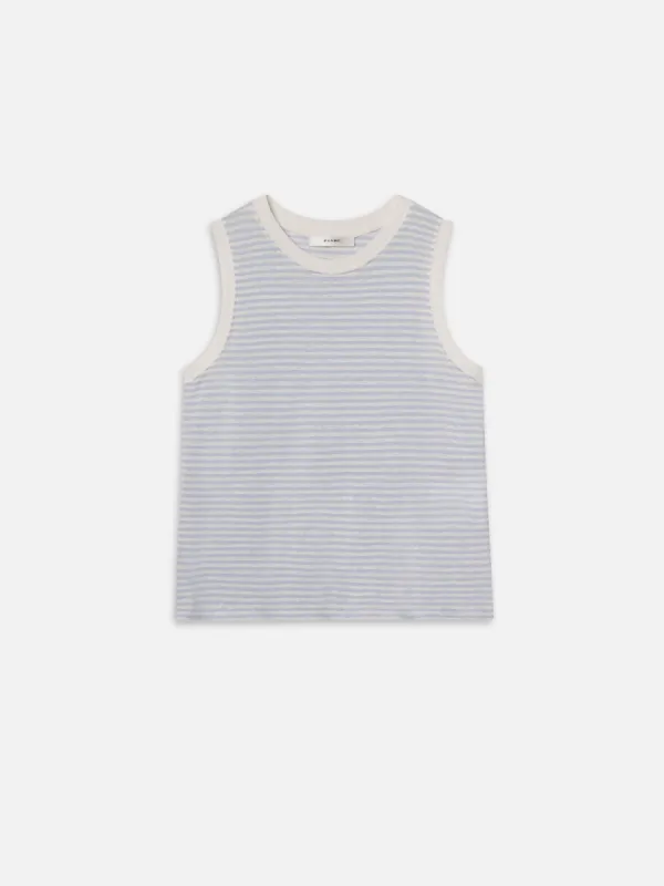 Muscle Crew Tee -- Light Chambray Multi made by Frame Denim