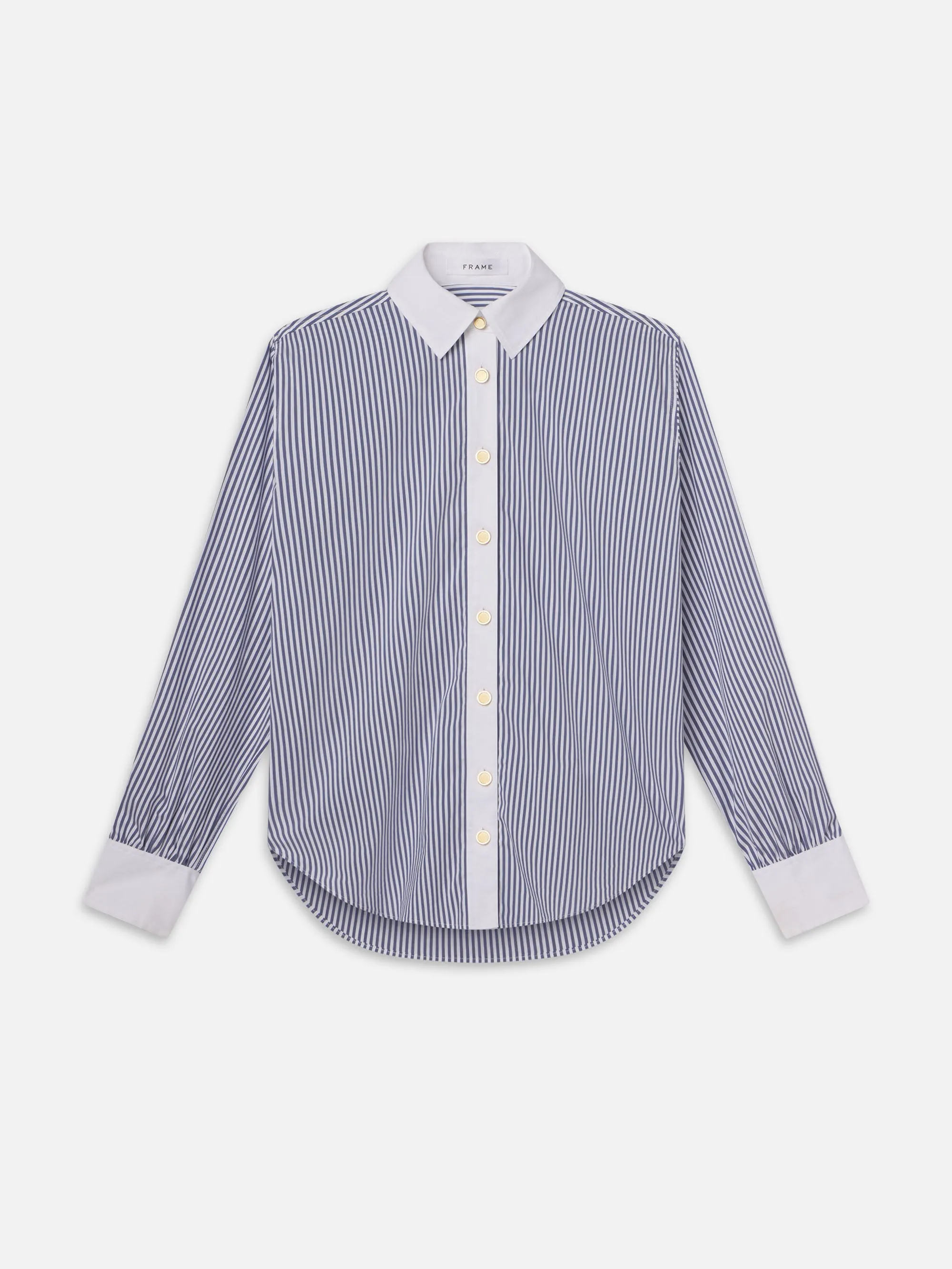 The Borrowed Shirt -- Dark Chambray Multi sold by Frame Denim
