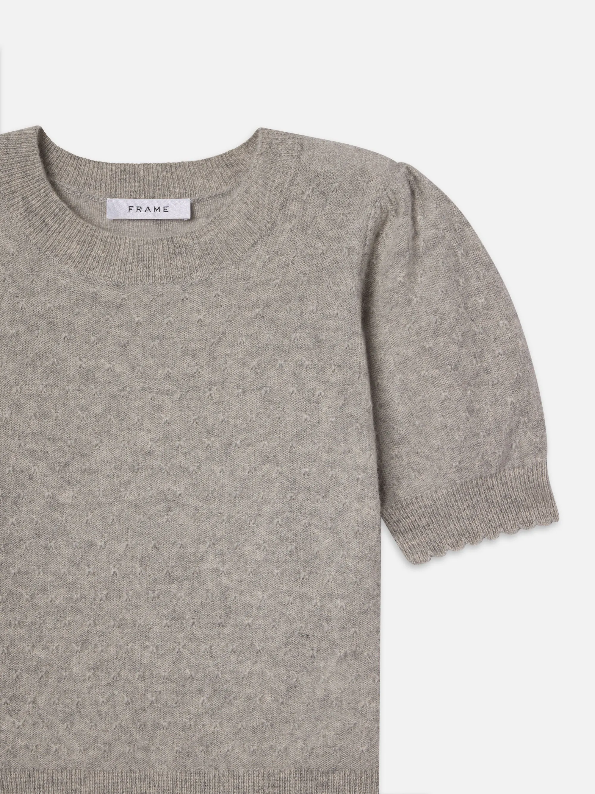 Pointelle Puff Sleeve Sweater -- Light Heather Grey sold by Frame Denim product image thumbnail 4