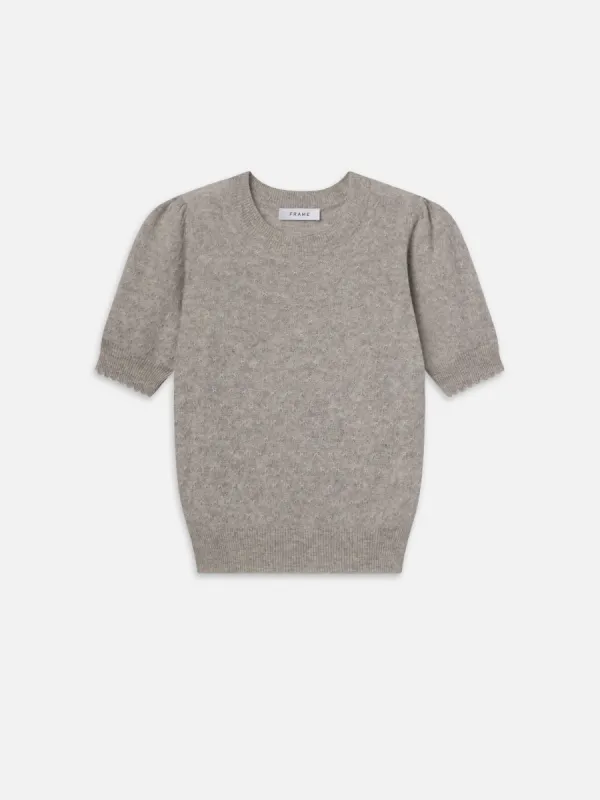 Pointelle Puff Sleeve Sweater -- Light Heather Grey sold by Frame Denim
