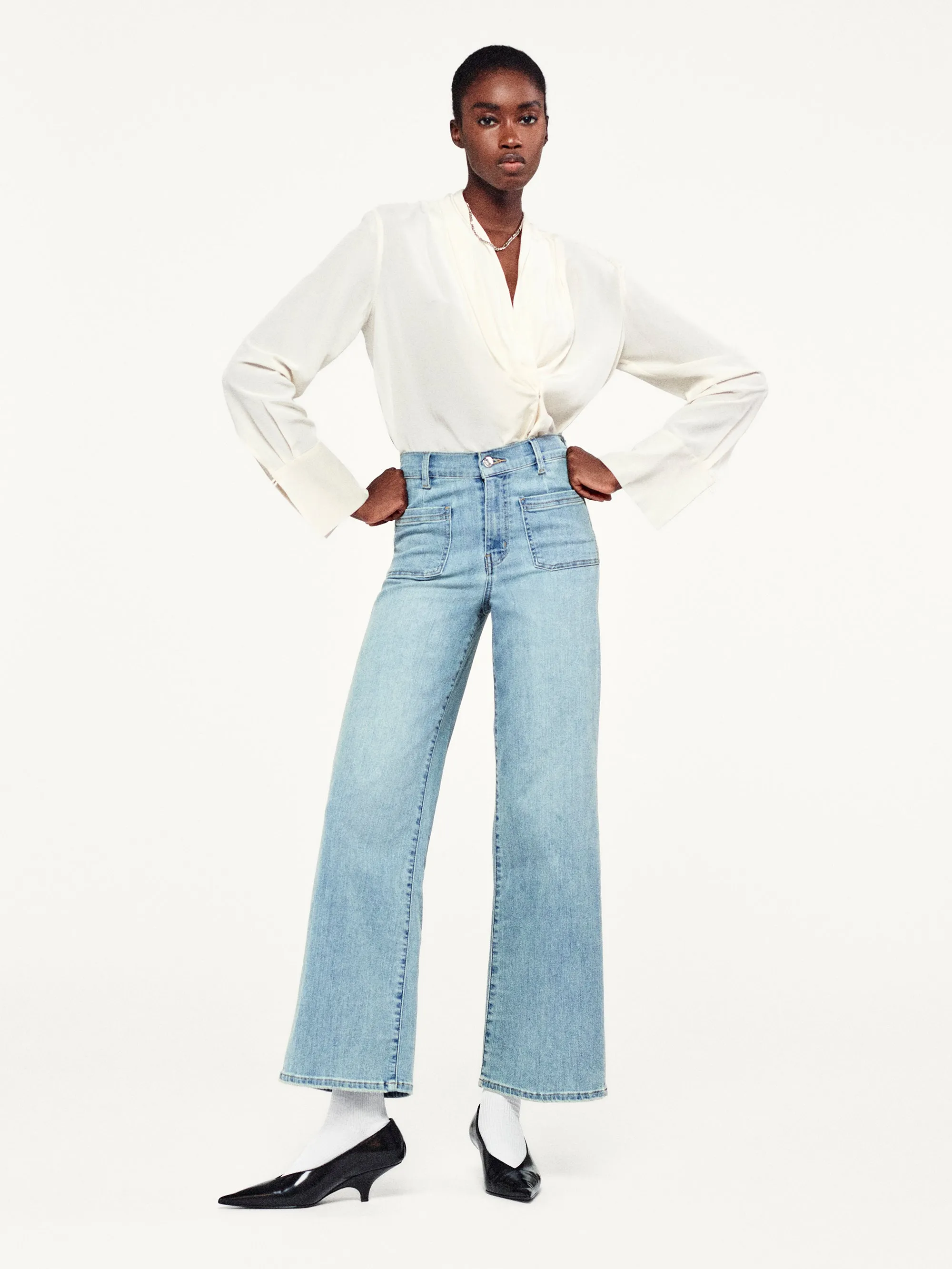 Le Slim Palazzo Bardot Pocket -- Wilson Clean sold by Frame Denim product image thumbnail 2