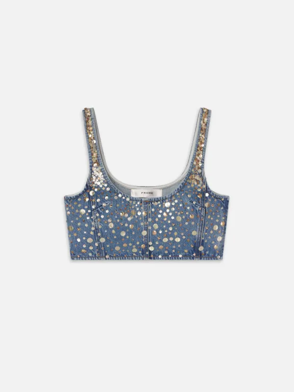 The Atelier Champagne Top -- Gold Embellished sold by Frame Denim