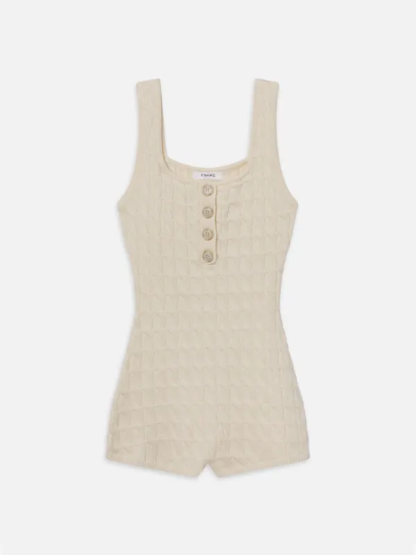 The Cable Knit Playsuit -- Cream sold by Frame Denim