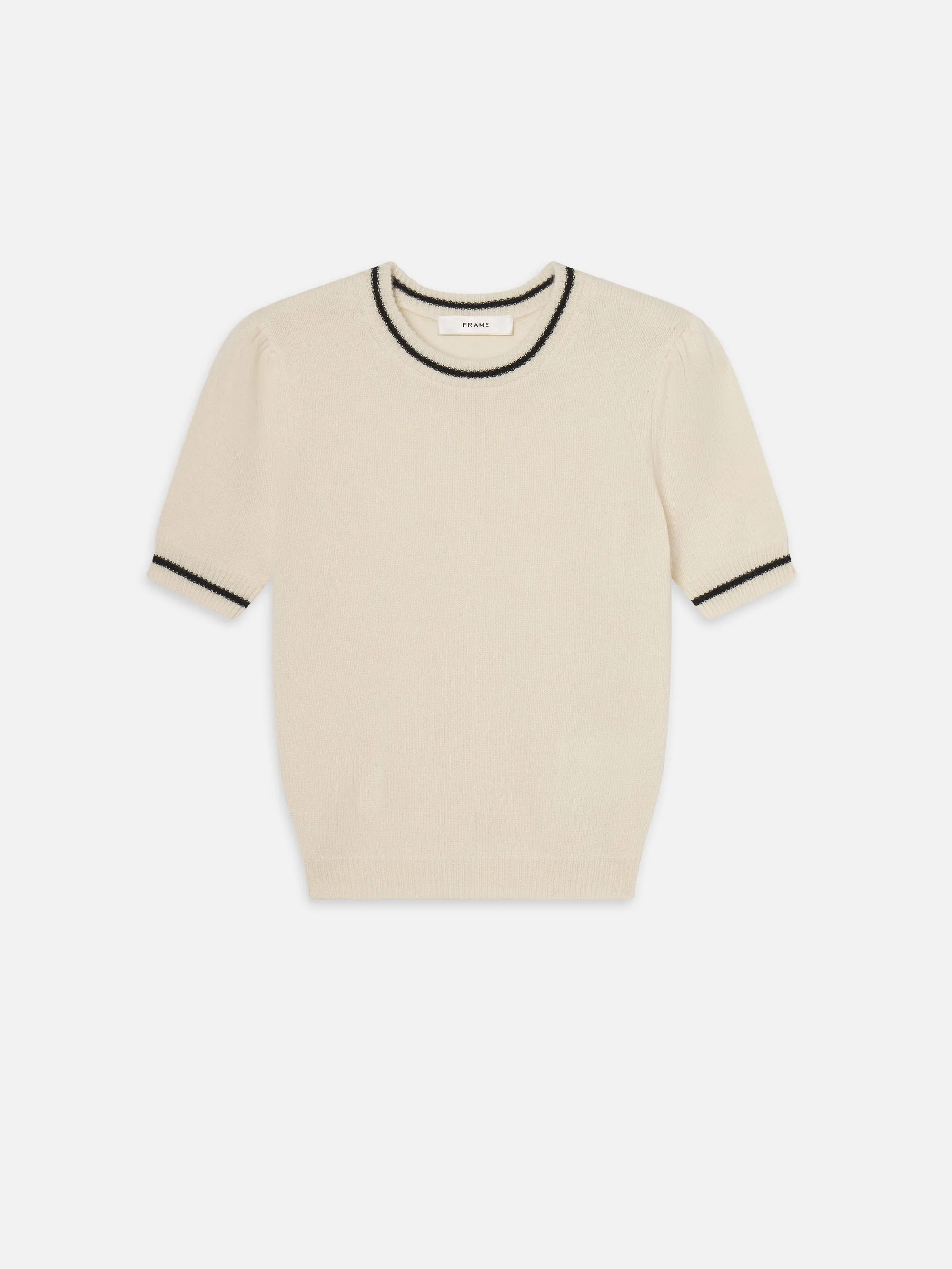 The Cashmere Gathered Sweater -- Cream Multi sold by Frame Denim