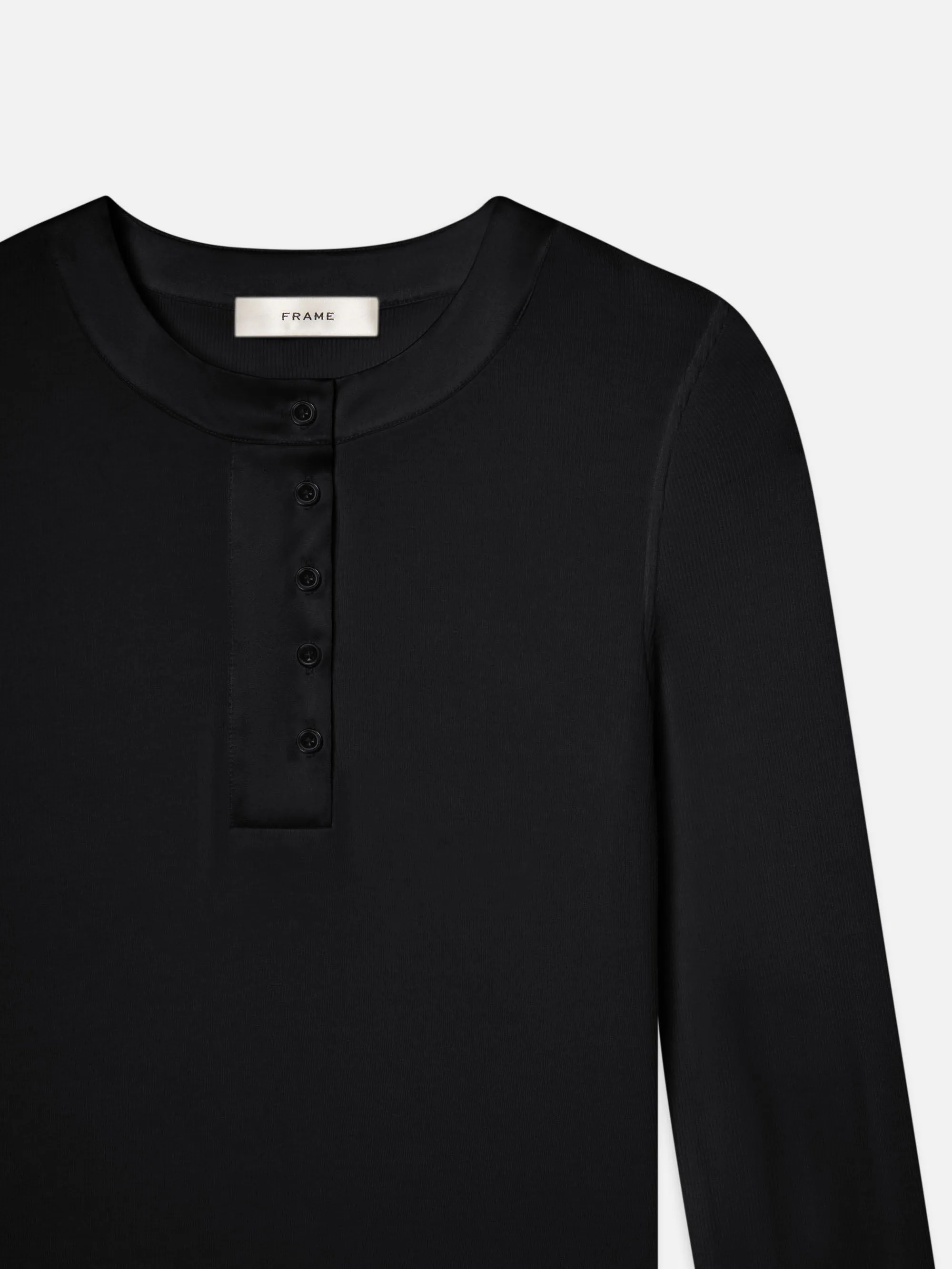 The Satin Trim Henley -- Black sold by Frame Denim product image thumbnail 2