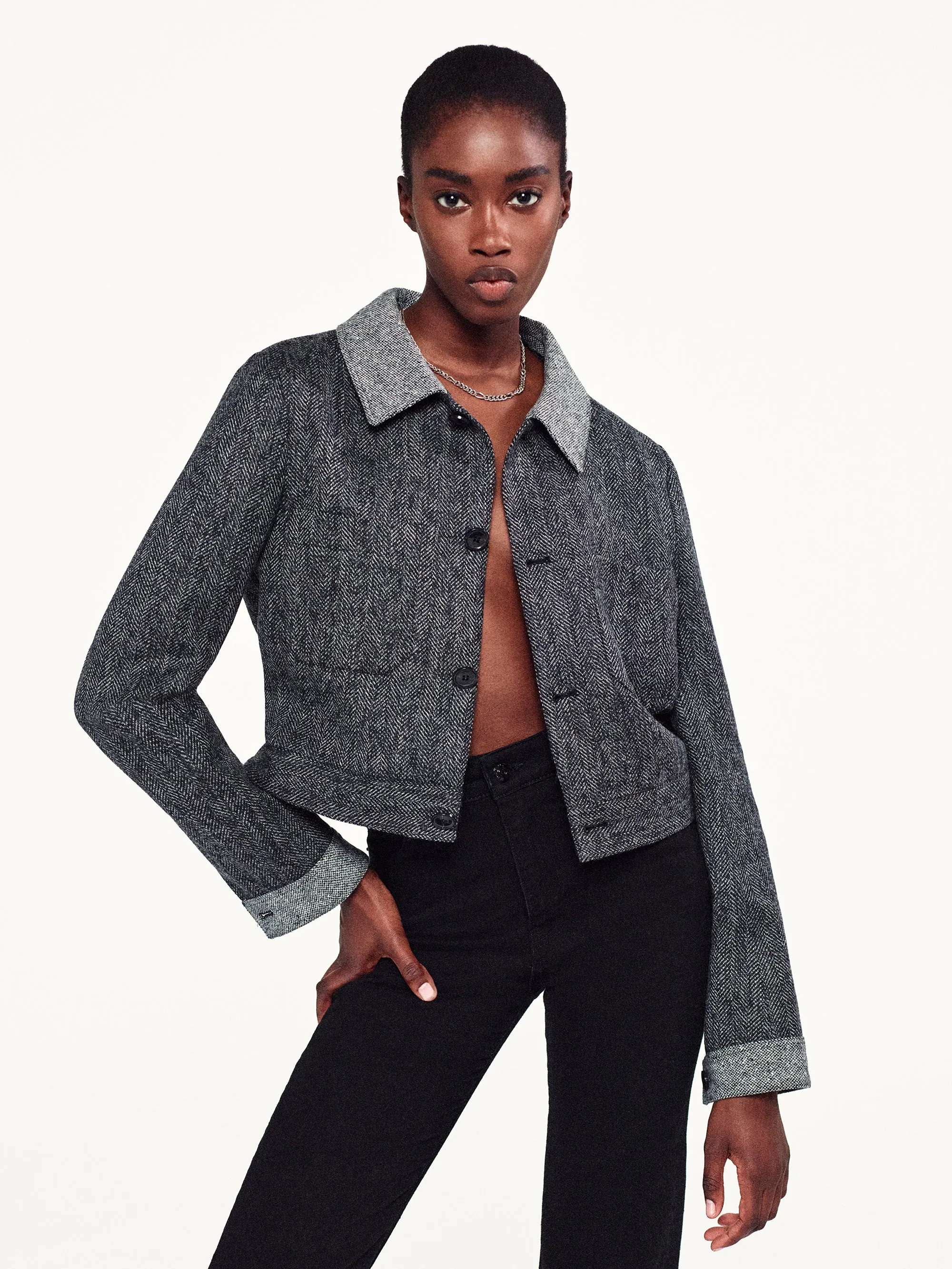 Button Front Jacket -- Check Multi sold by Frame Denim product image thumbnail 2