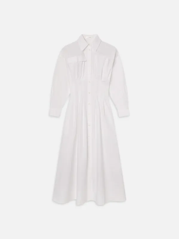 The Nipped Poplin Dress -- White made by Frame Denim