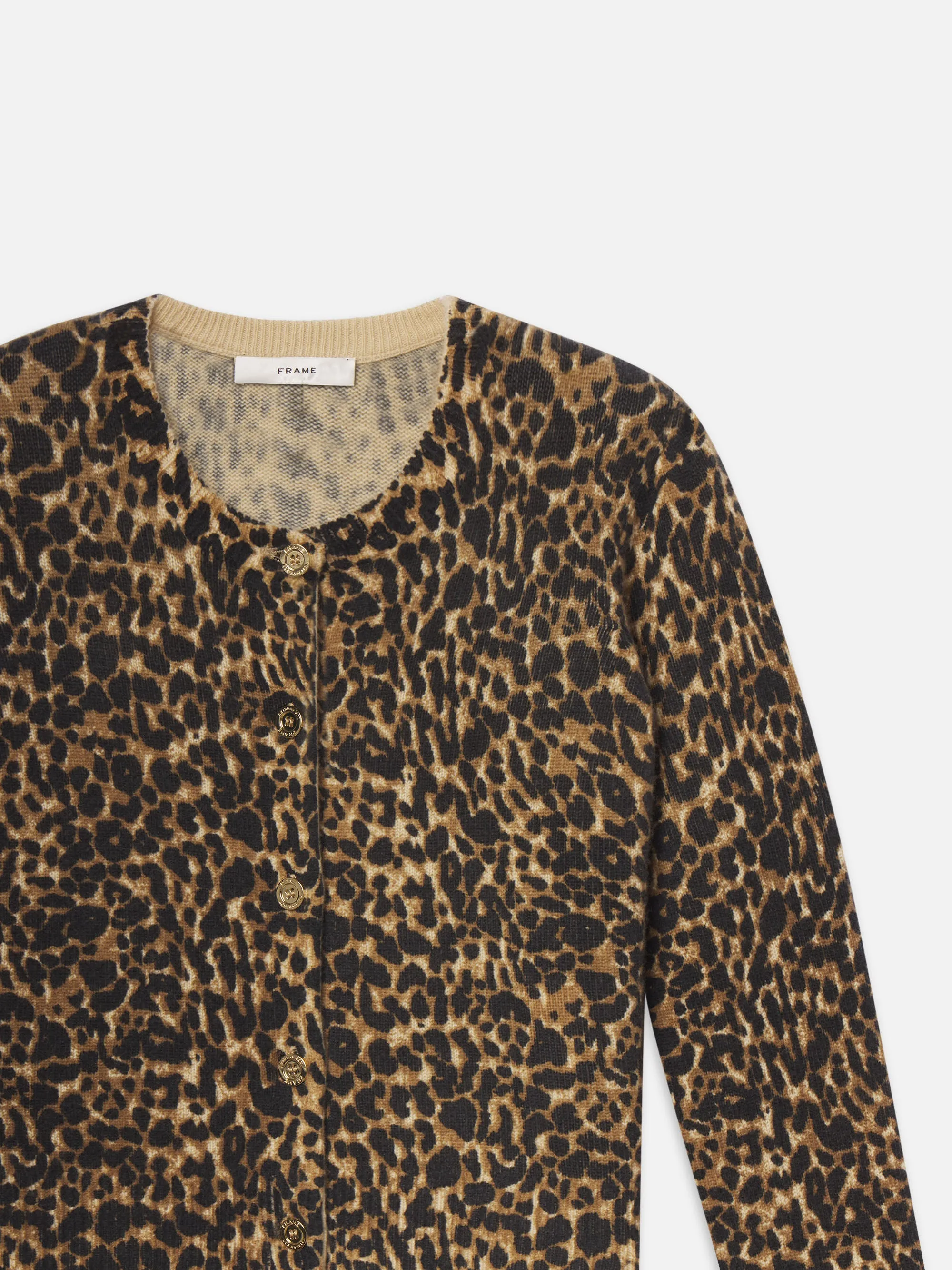 The Leopard Cashmere Cardi -- Sand Multi sold by Frame Denim product image thumbnail 3