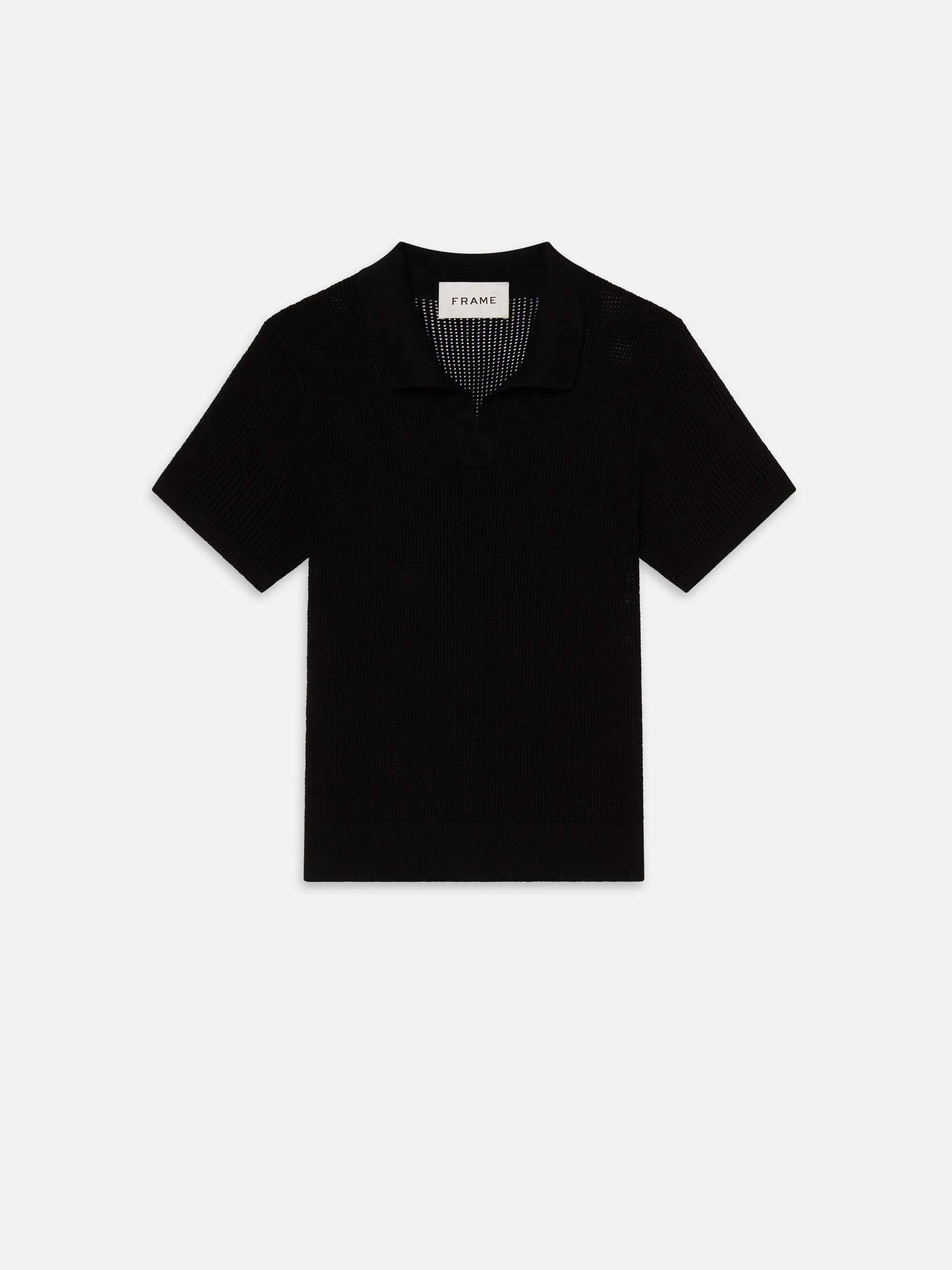 Open Weave Polo Sweater -- Black sold by Frame Denim