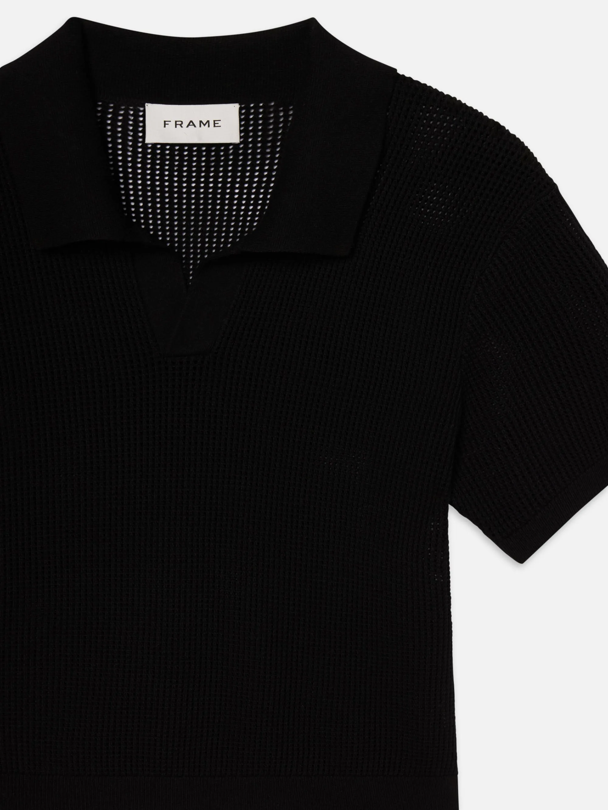 Open Weave Polo Sweater -- Black sold by Frame Denim product image thumbnail 4