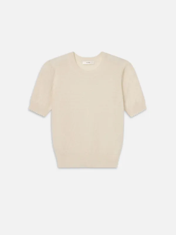 The Cashmere Pointelle Cardi -- Cream sold by Frame Denim