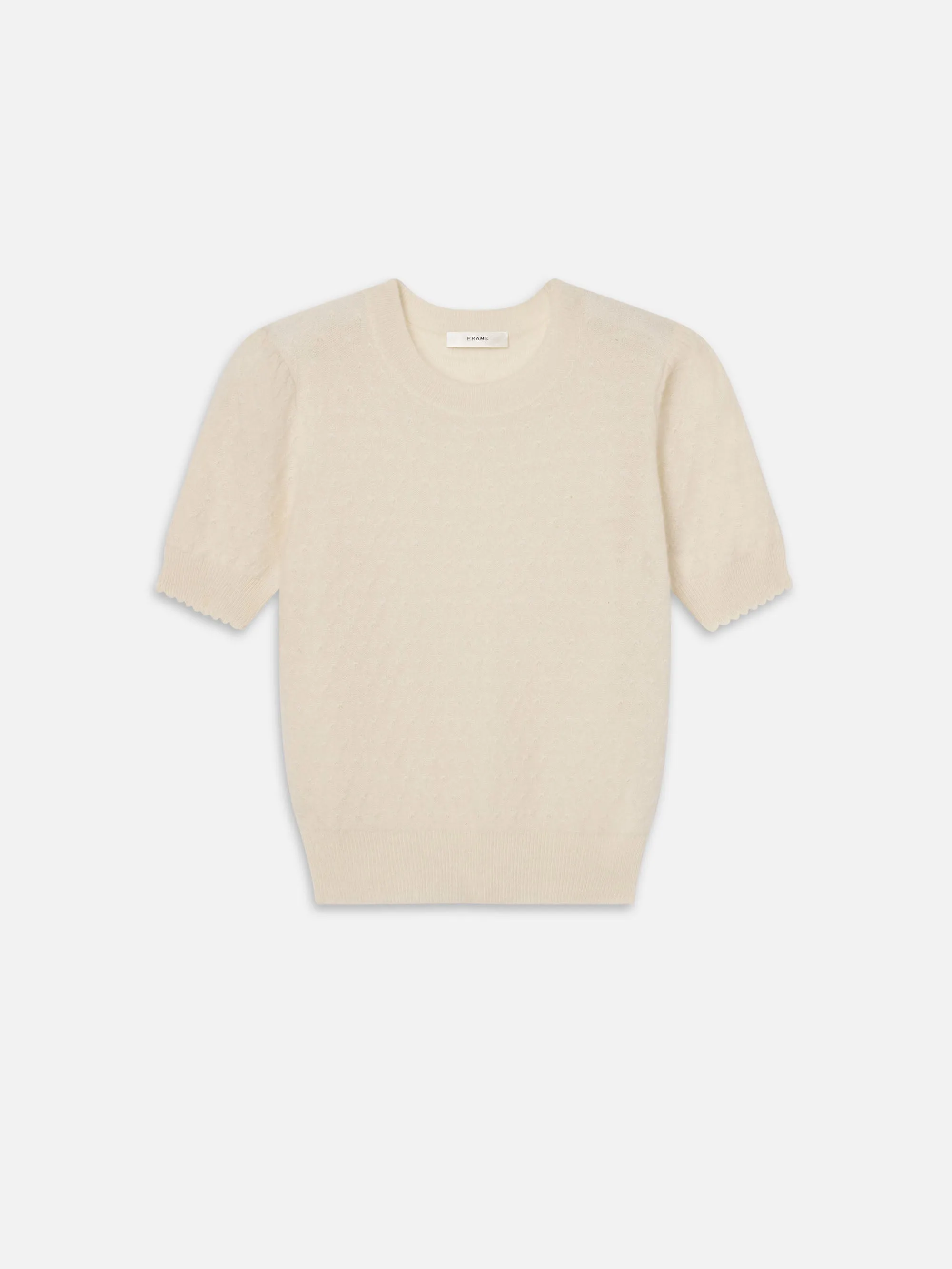 The Cashmere Pointelle Cardi -- Cream sold by Frame Denim