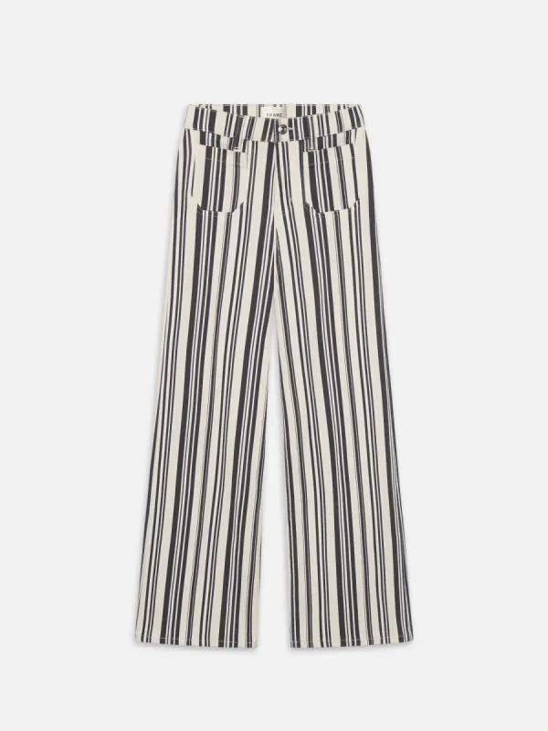 Le Slim Palazzo Modernist Pocket -- Navy Stripe sold by Frame Denim