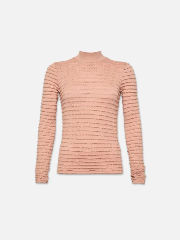 Smocked Mockneck Sweater -- Blush made by Frame Denim