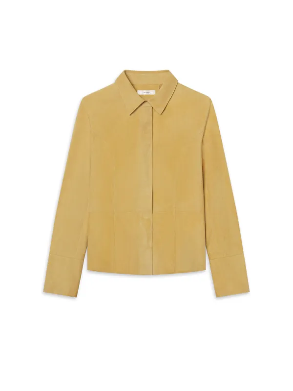 The Suede Shirt -- Fawn sold by Frame Denim