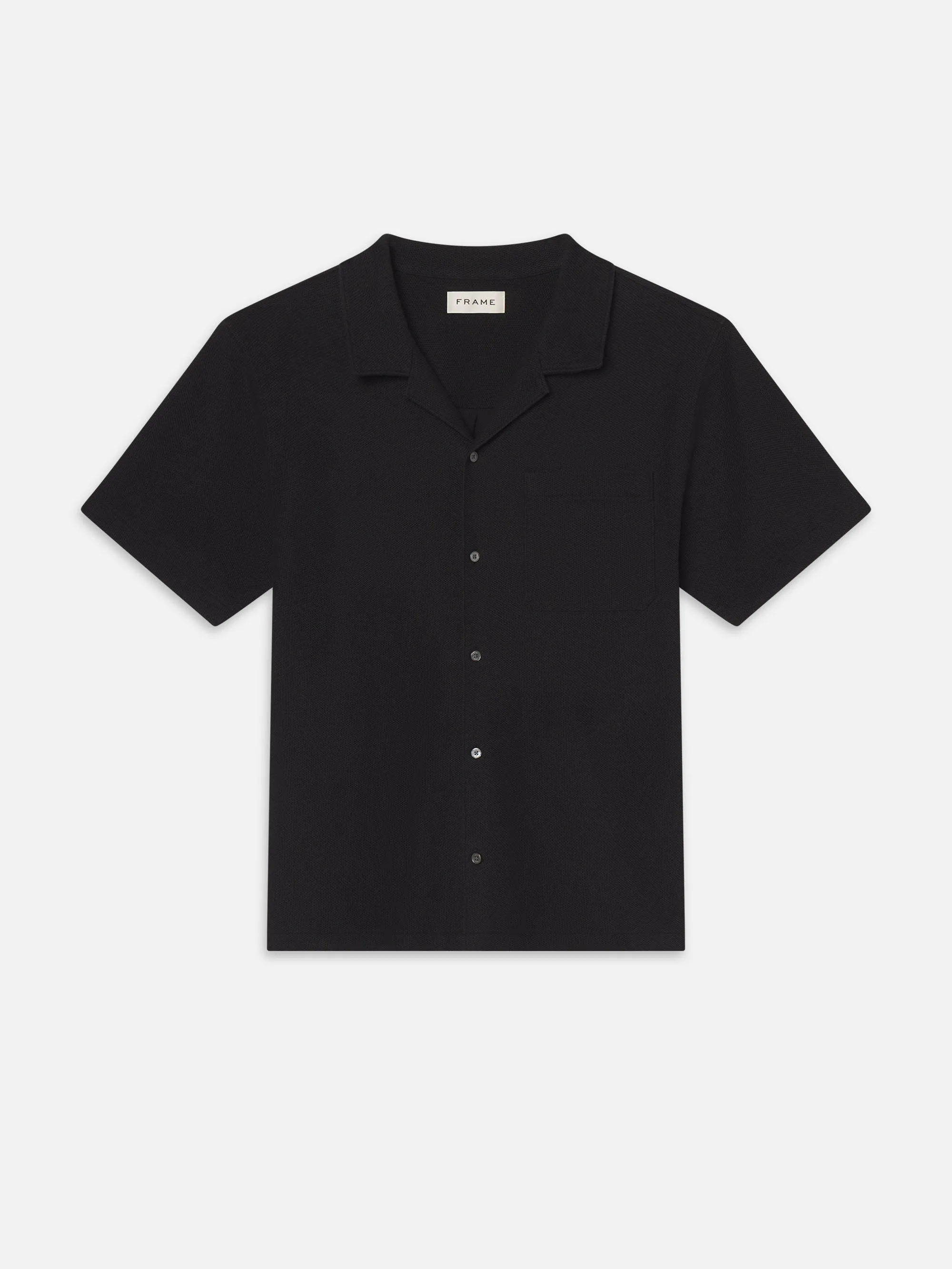 Jacquard Short Sleeve Relaxed Shirt -- Black sold by Frame Denim