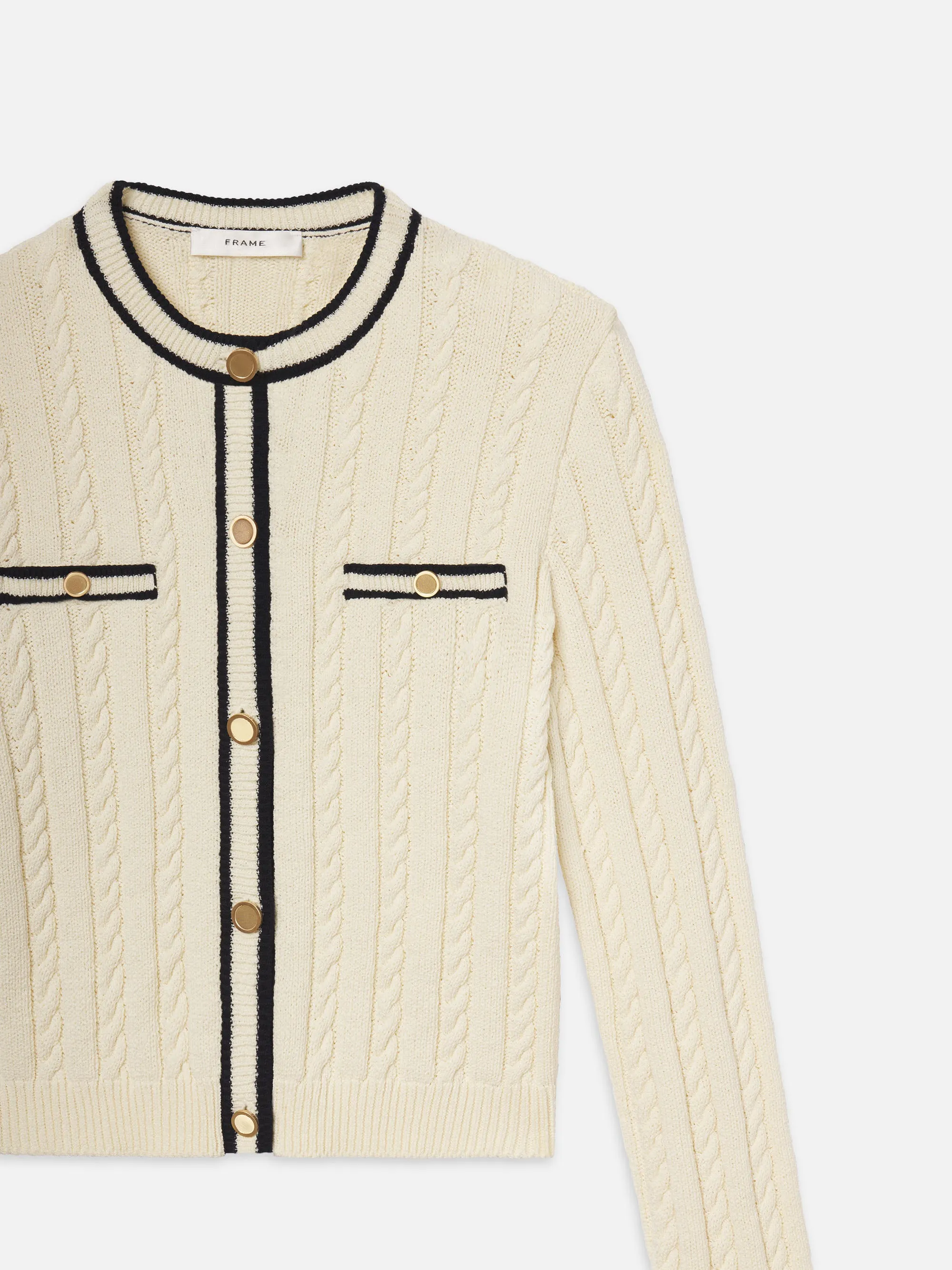 The Trimmed Cardi -- Cream Multi sold by Frame Denim product image thumbnail 3