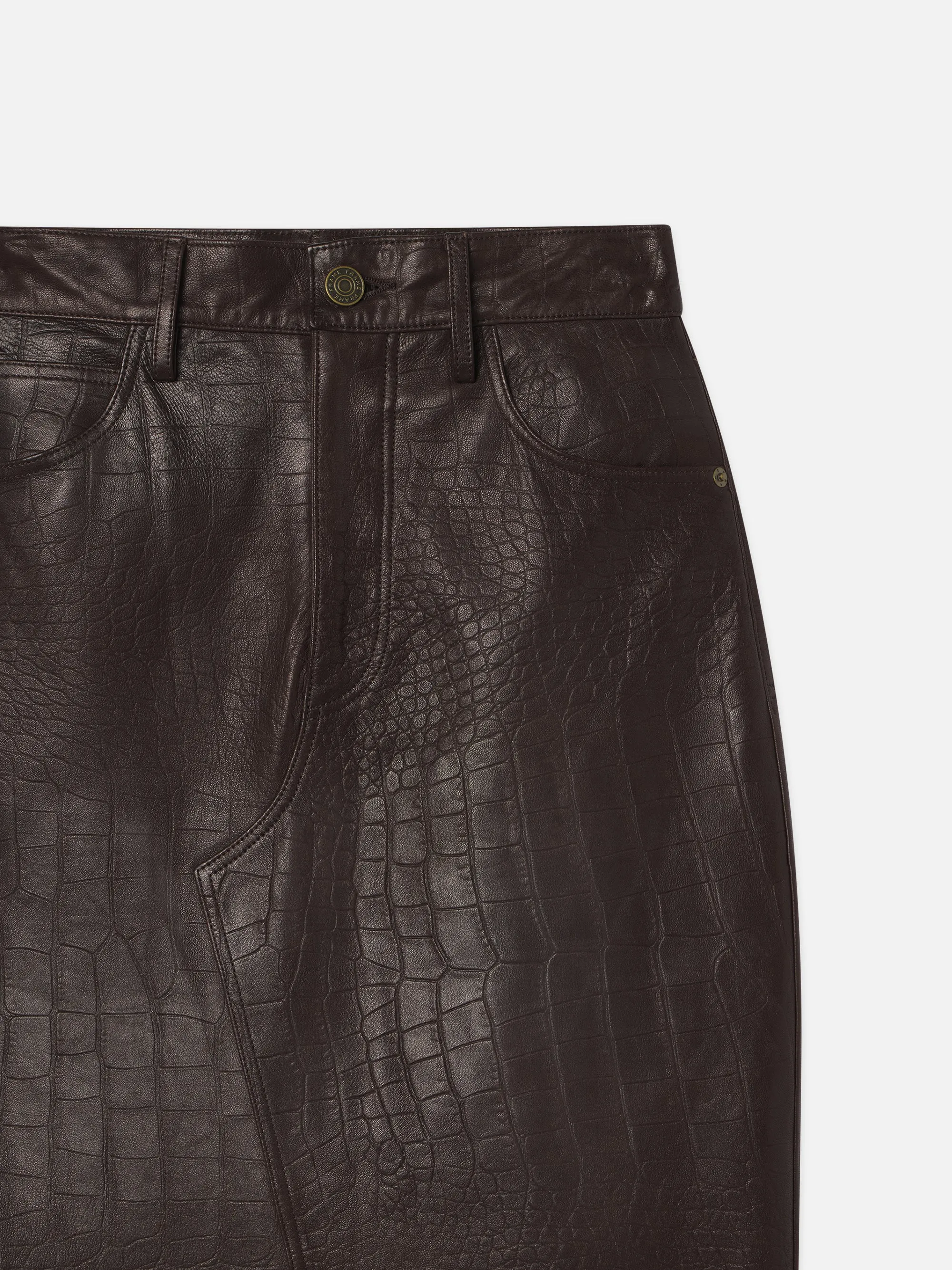 The Midaxi Leather Skirt -- Espresso Croc sold by Frame Denim product image thumbnail 3