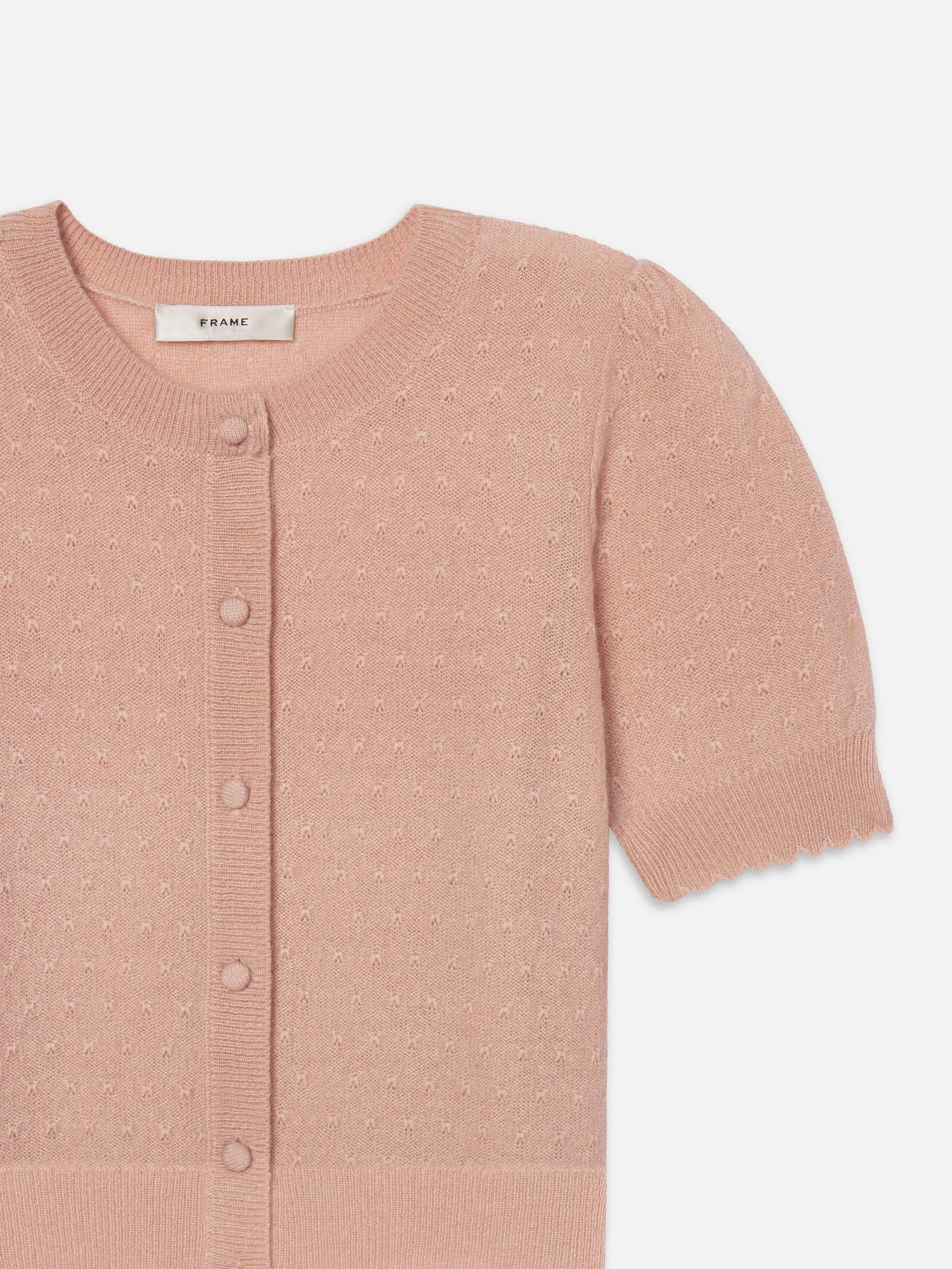 The Cashmere Pointelle Cardi -- Light Pink sold by Frame Denim product image thumbnail 3