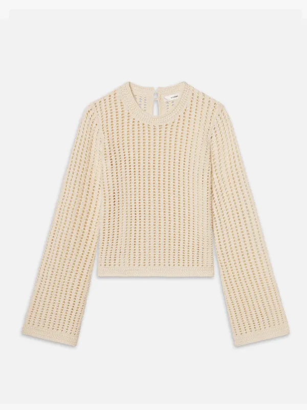 The Crochet Bell Sweater -- Alabaster sold by Frame Denim
