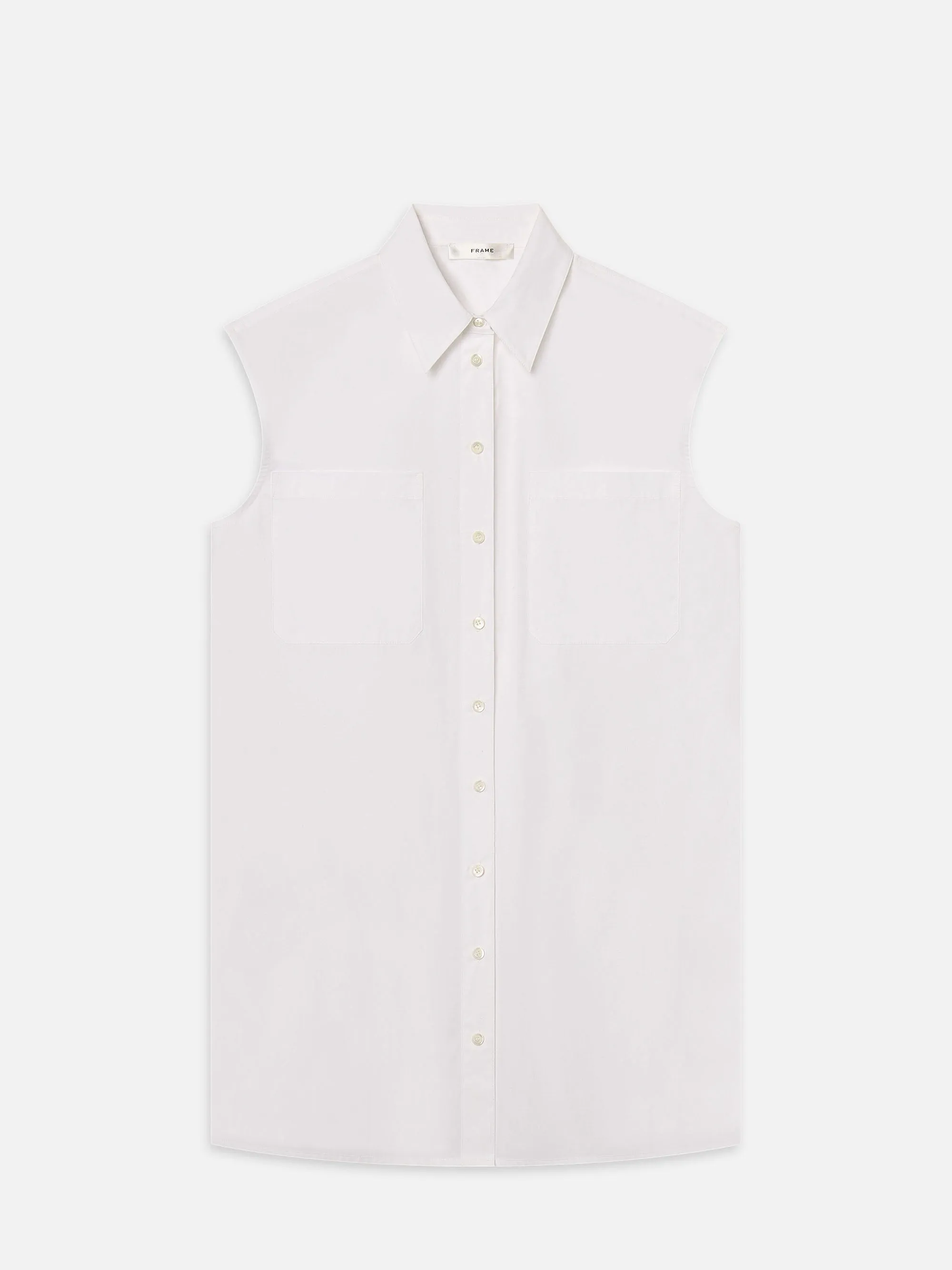 The Sleeveless Shirt Dress -- White sold by Frame Denim