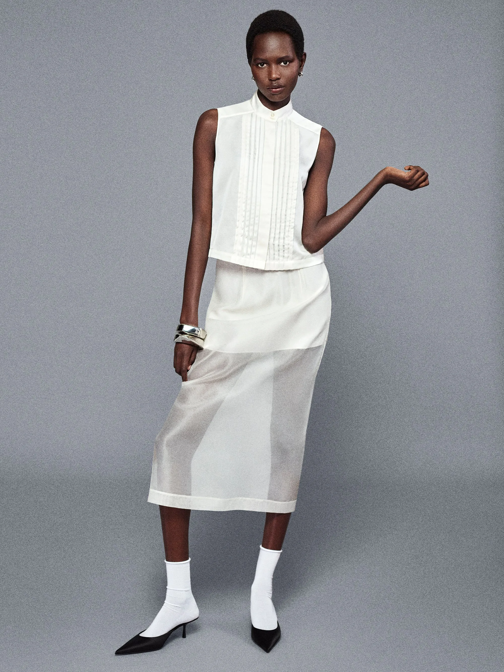 The Silk Organza Skirt -- Alabaster sold by Frame Denim product image thumbnail 2