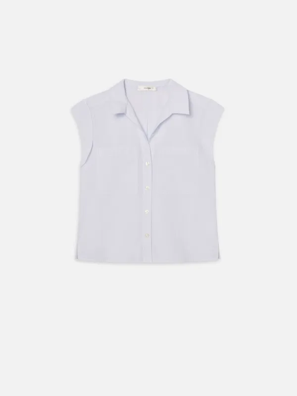 The Seersucker Leisure Shirt -- Light Chambray Multi sold by Frame Denim