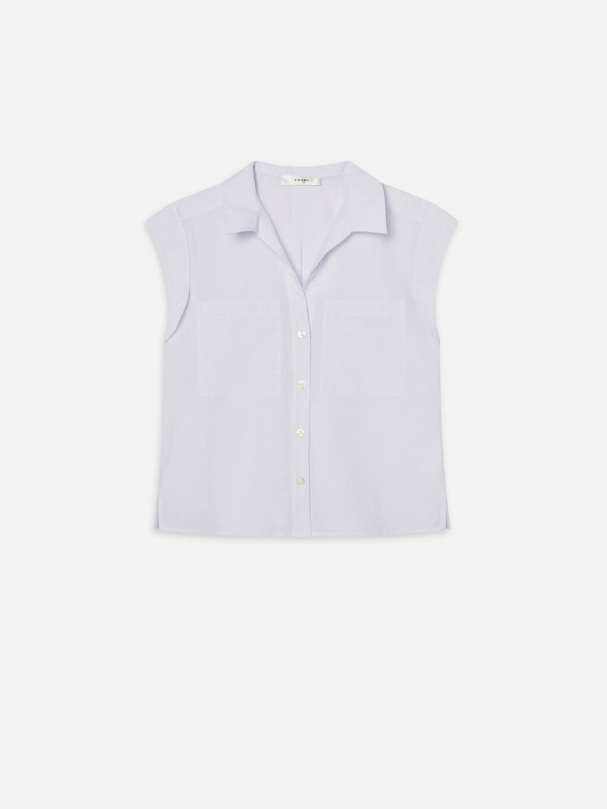 The Seersucker Leisure Shirt -- Light Chambray Multi sold by Frame Denim