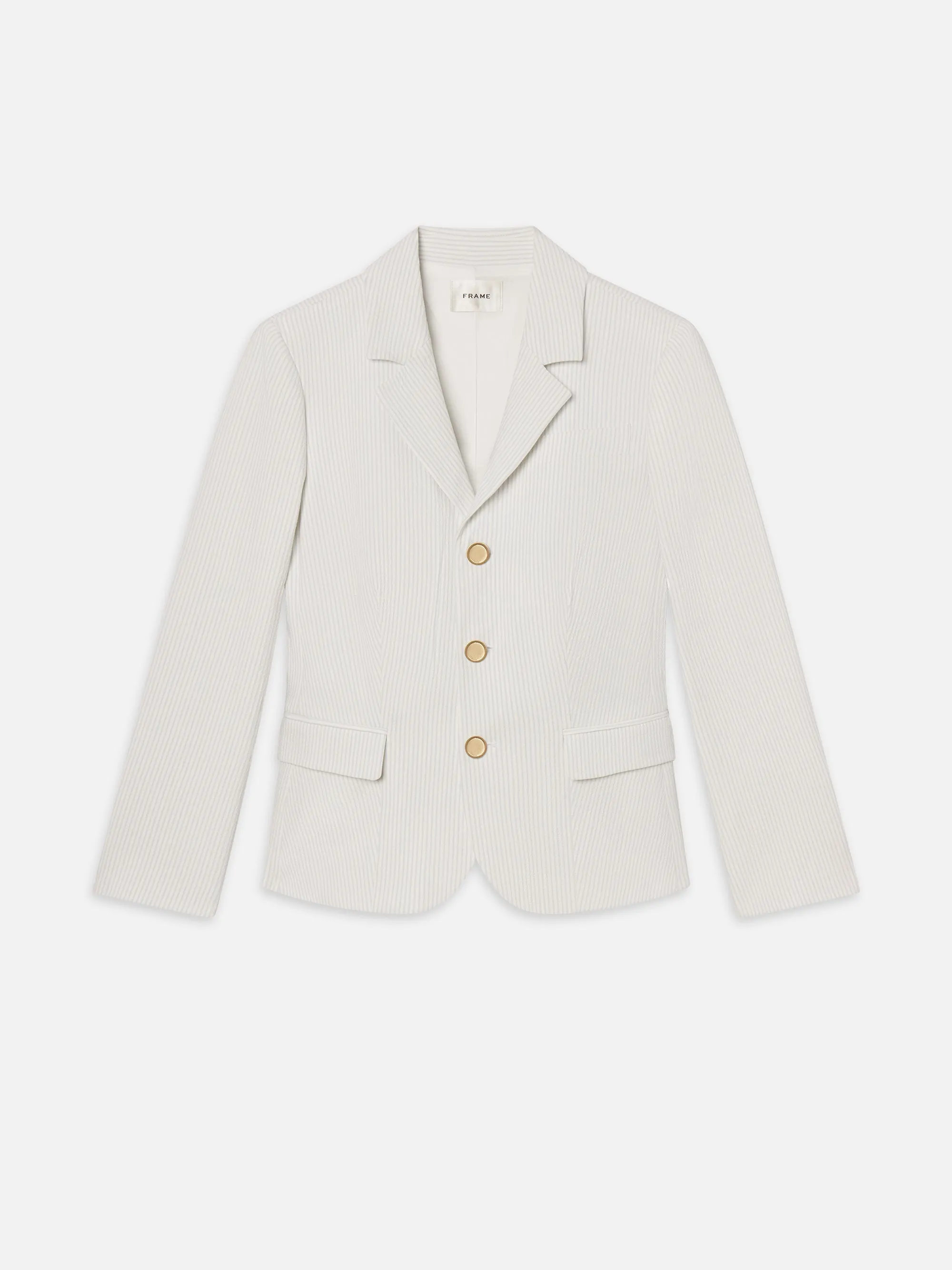 The Seersucker Smart Blazer -- Light Chambray Multi sold by Frame Denim