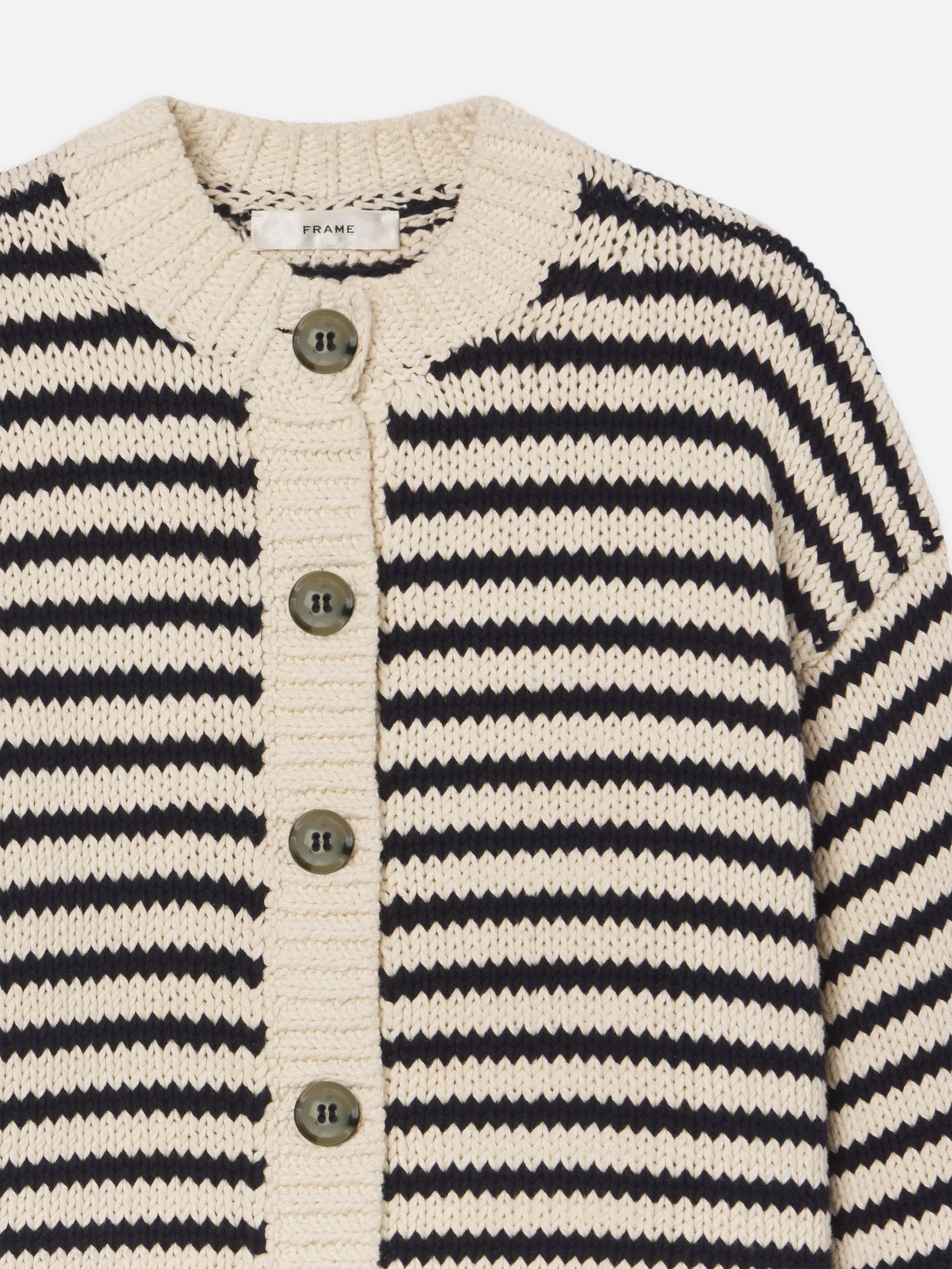 The Striped Chunky Femme Cardi -- Cream Multi sold by Frame Denim product image thumbnail 2